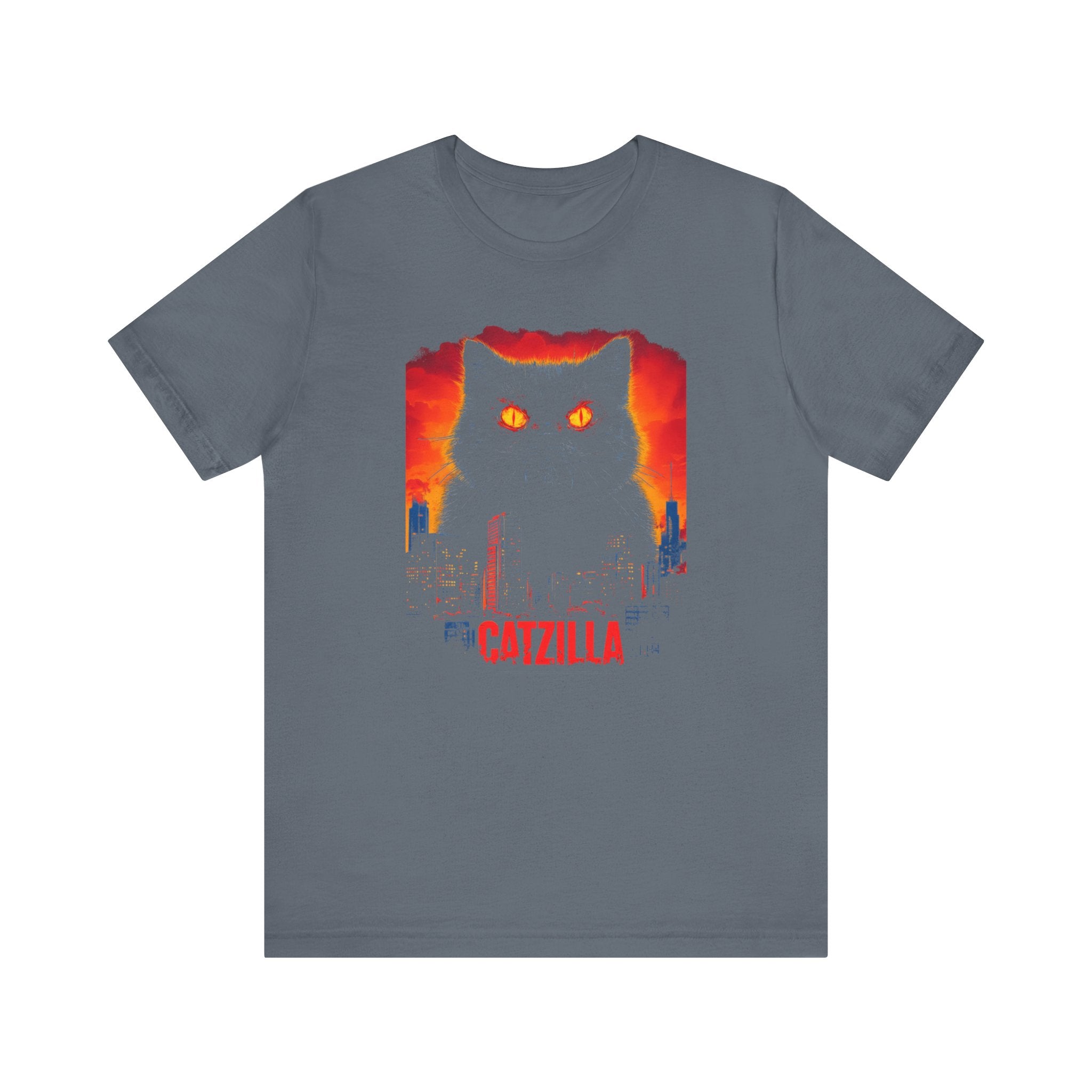 Catzilla Night Terror T-Shirt Black Cat Fiery Eyes Design