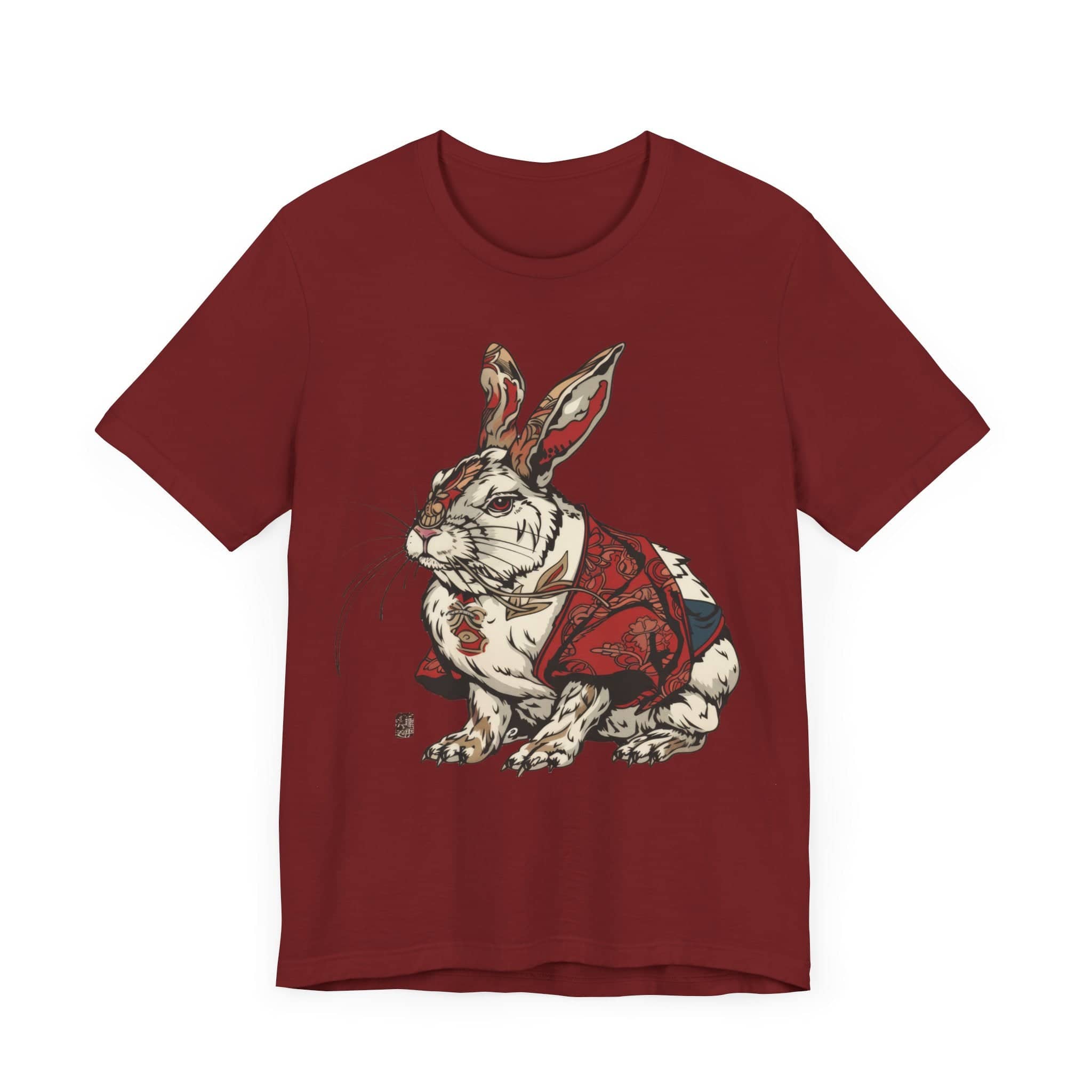 Intricate Samurai Rabbit T-Shirt, Japanese Warrior Bunny Design, Artistic Animal Graphic Tee, Traditional Japan Inspired Rabbit Art Tee