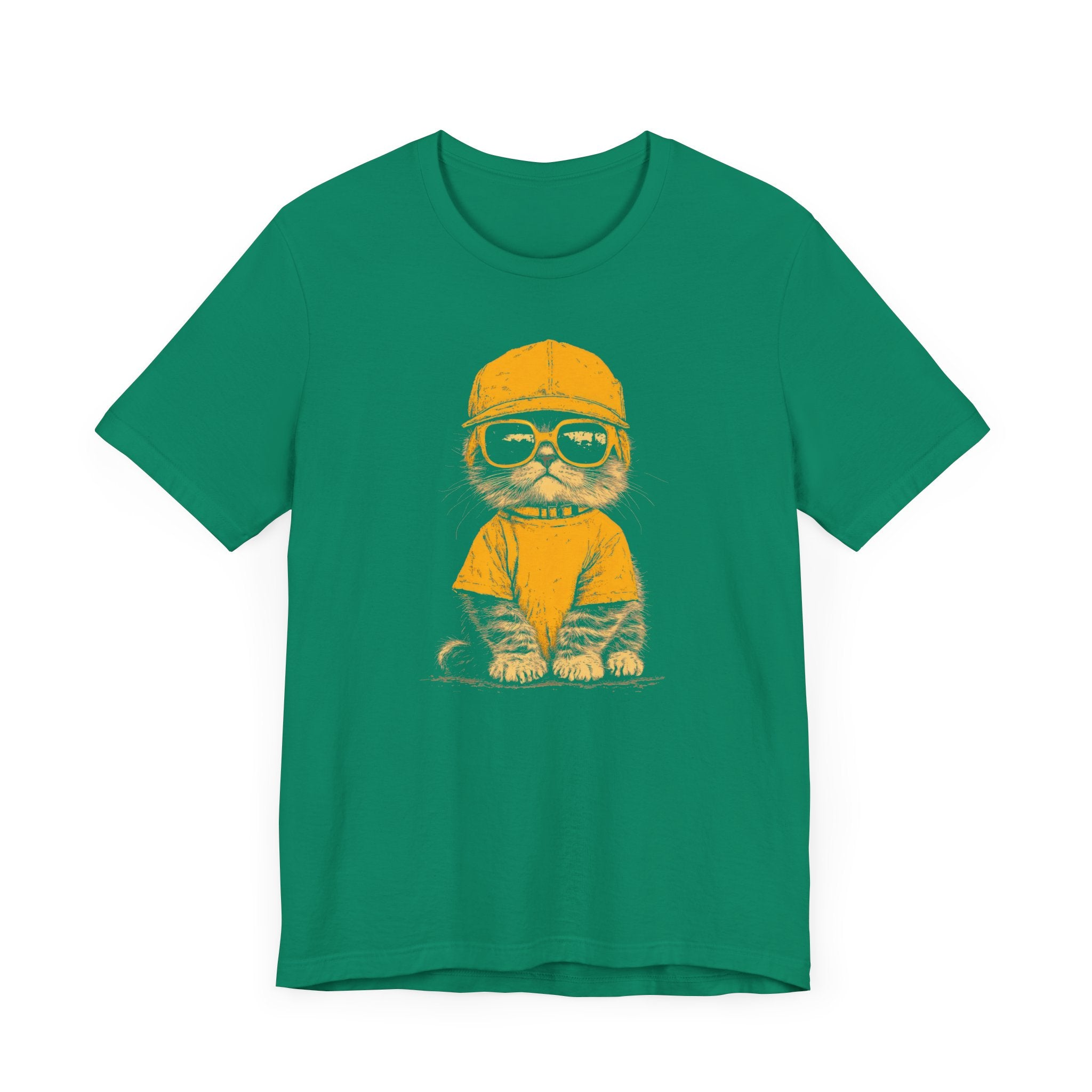 Cool Cat in Yellow Cap and Shades Graphic Tee