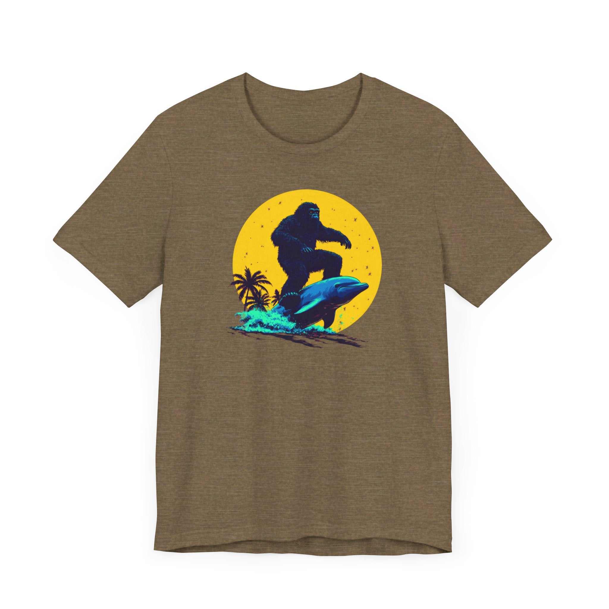 Bigfoot Riding Dolphin T-Shirt Fun and Quirky Design