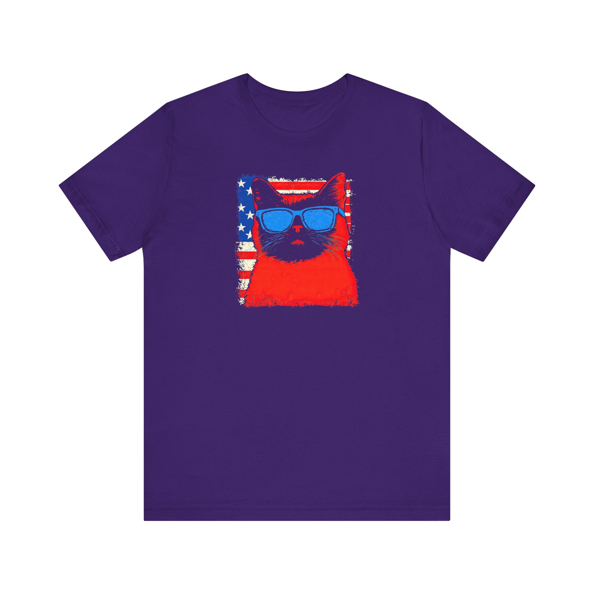 Patriotic Cat Graphic Tee – American Flag Cool Cat Shirt