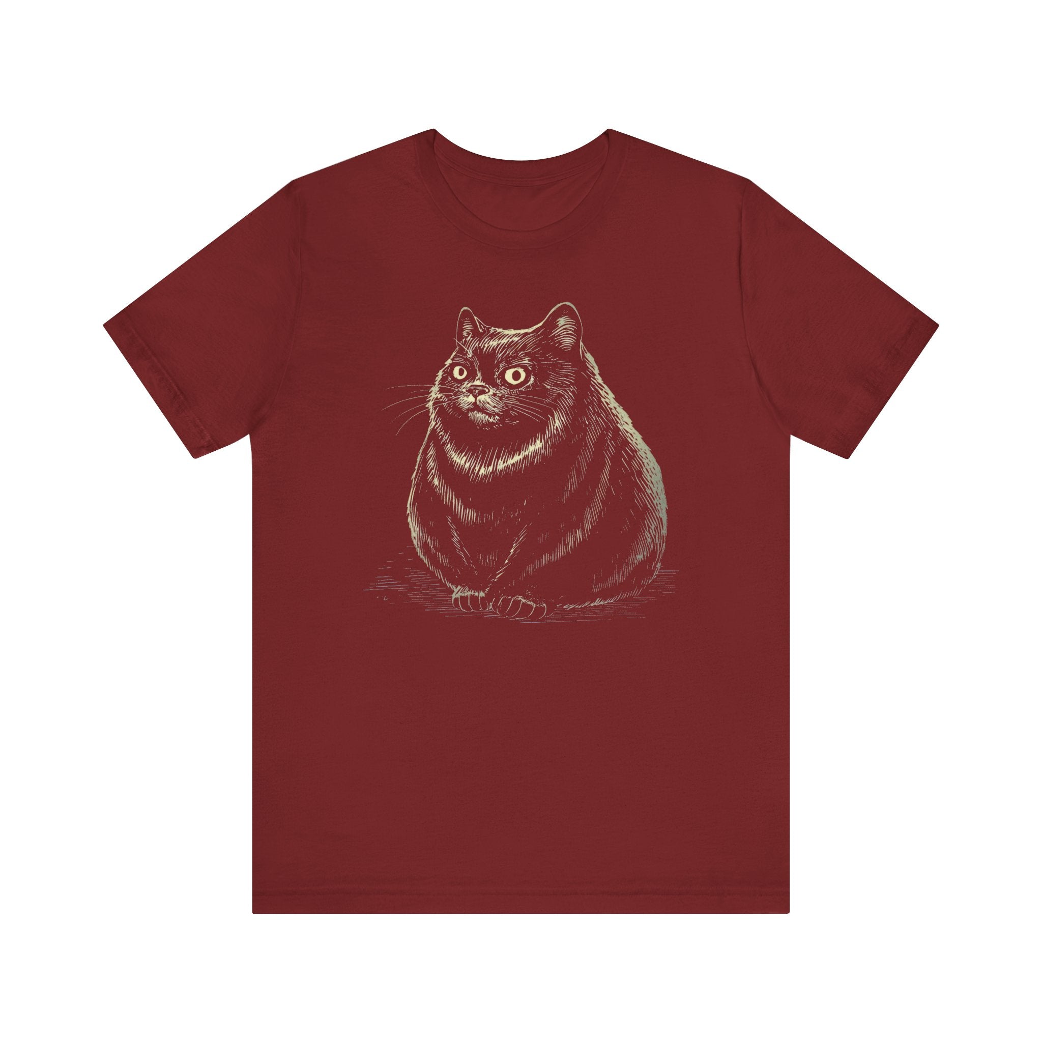 Curious Chonky Cat T-Shirt Cute and Quirky Design