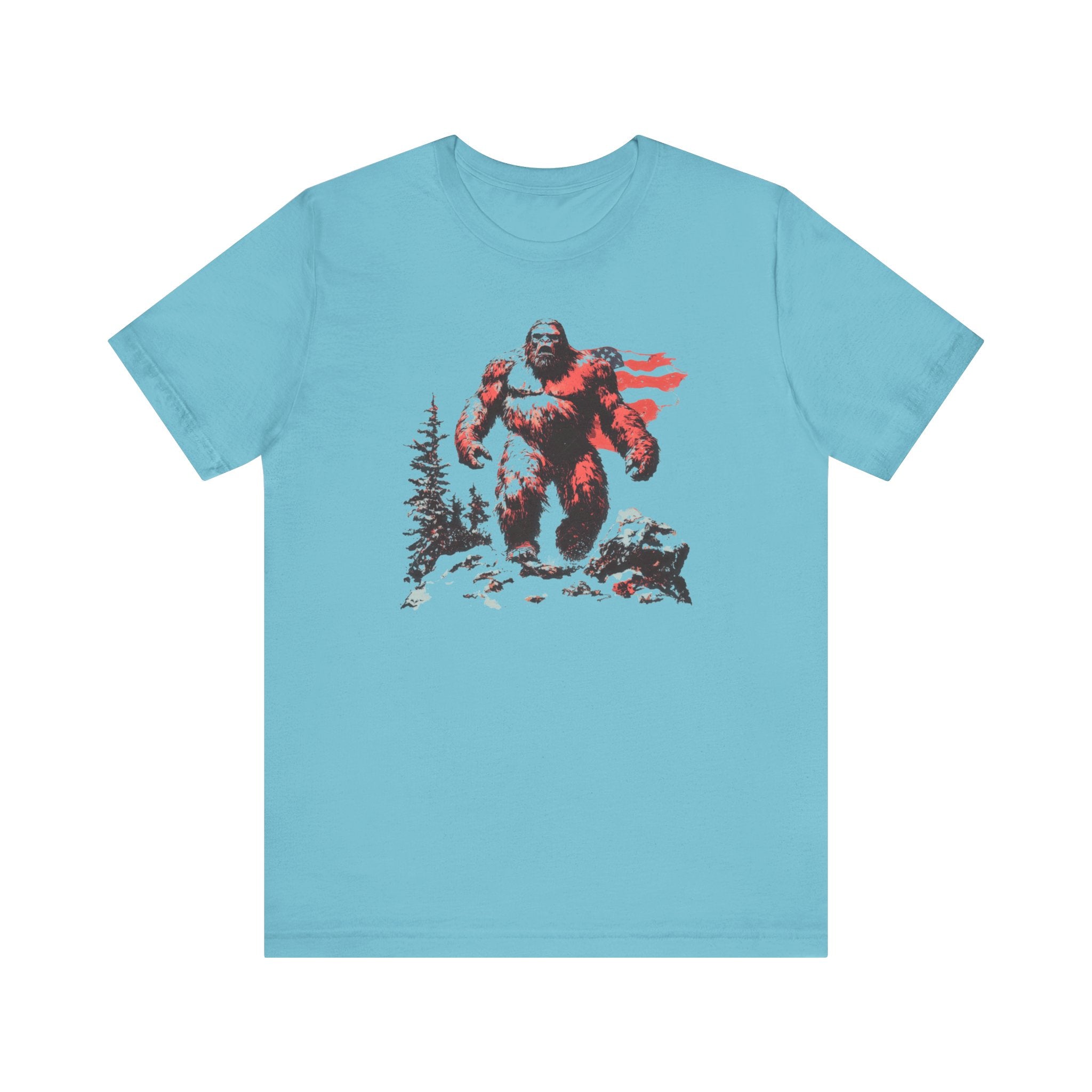 Patriotic Bigfoot T-Shirt American Flag Design