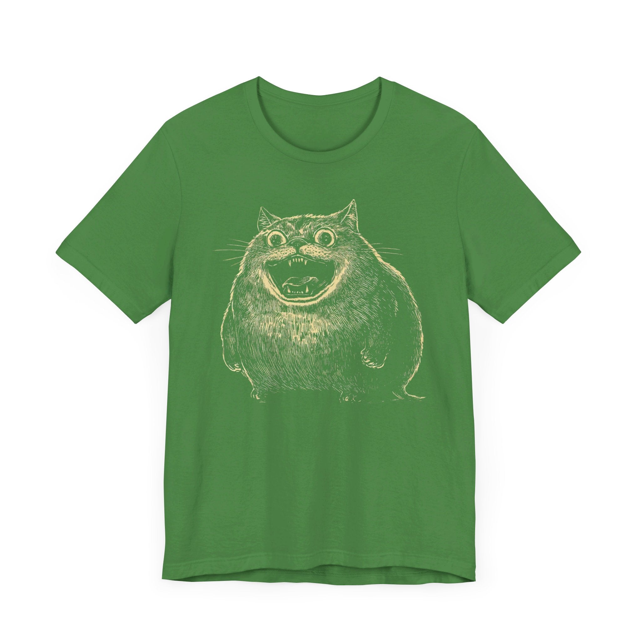 Hilarious Chonky Cat T-Shirt Cartoon Grinning Cat Tee