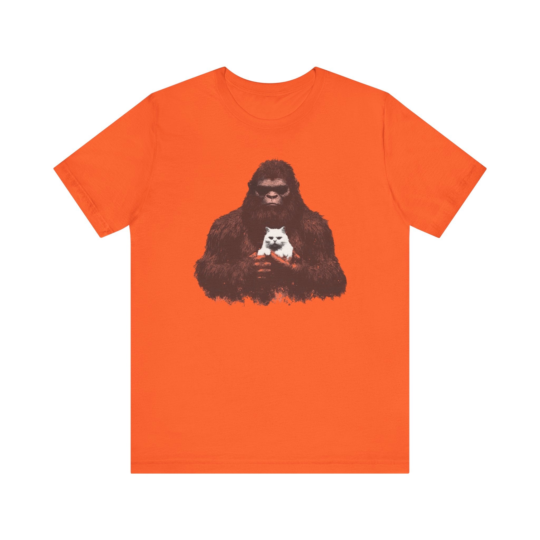 Bigfoot with Cat T-Shirt Funny Parody Design