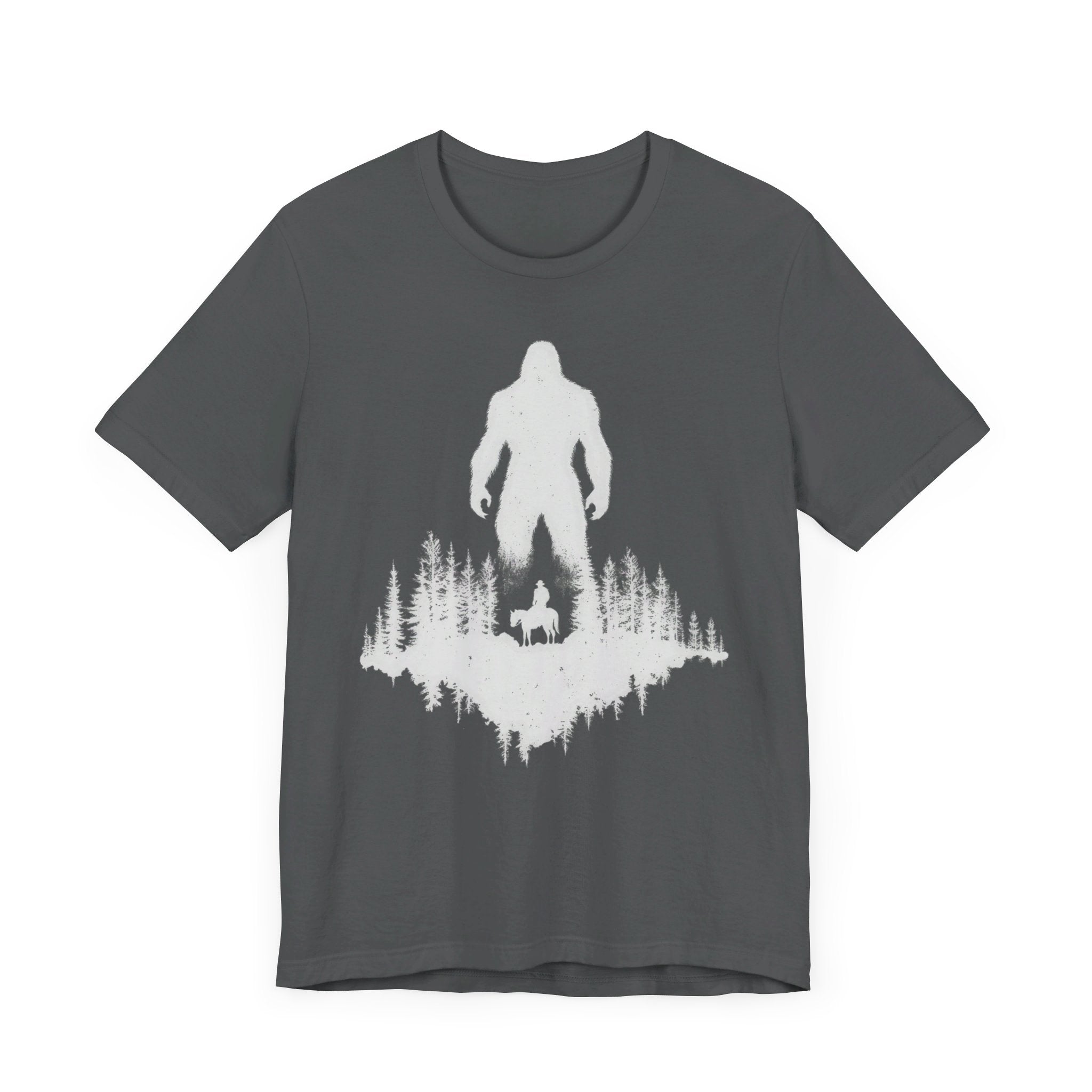 Bigfoot Silhouette Forest T-Shirt Mysterious Adventure Design