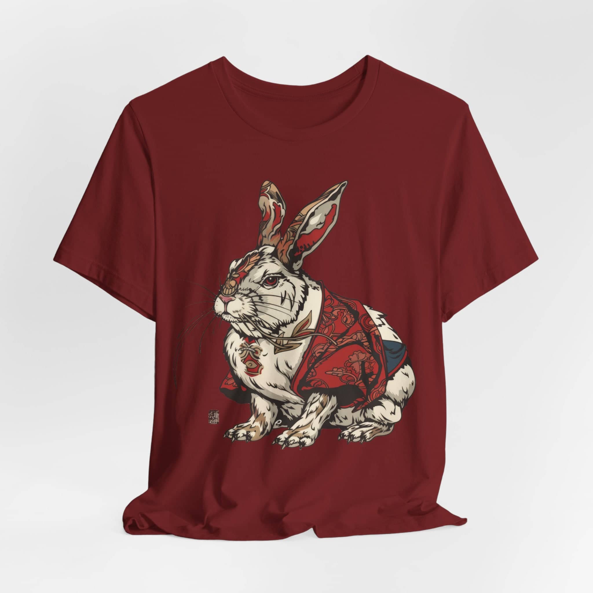 Intricate Samurai Rabbit T-Shirt, Japanese Warrior Bunny Design, Artistic Animal Graphic Tee, Traditional Japan Inspired Rabbit Art Tee