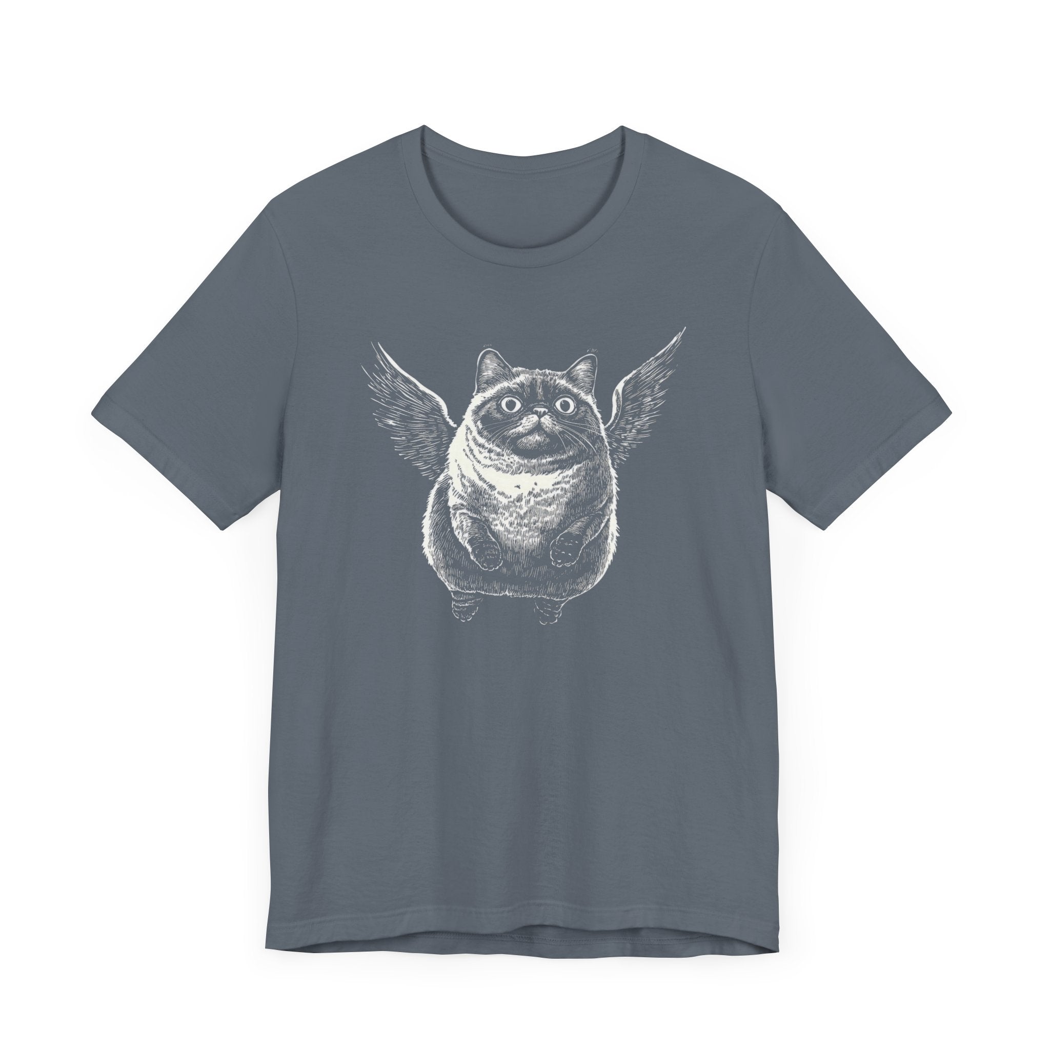 Chubby Flying Cat with Wings Graphic T-Shirt