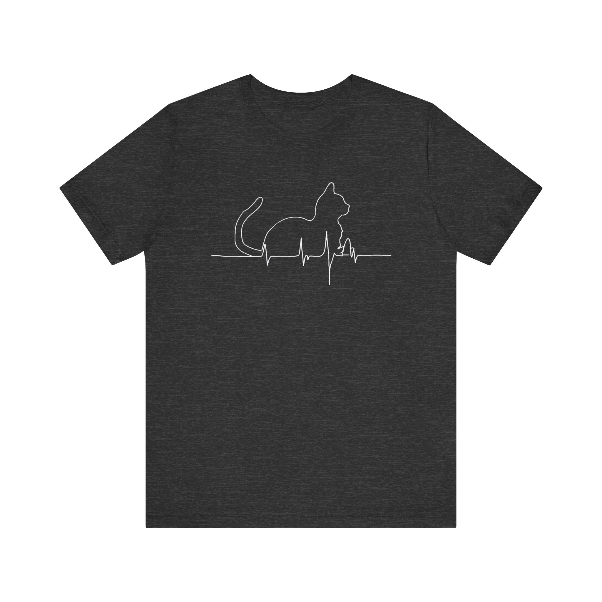 Cat Heartbeat Line Art Shirt Minimalist Cat Lover Gift