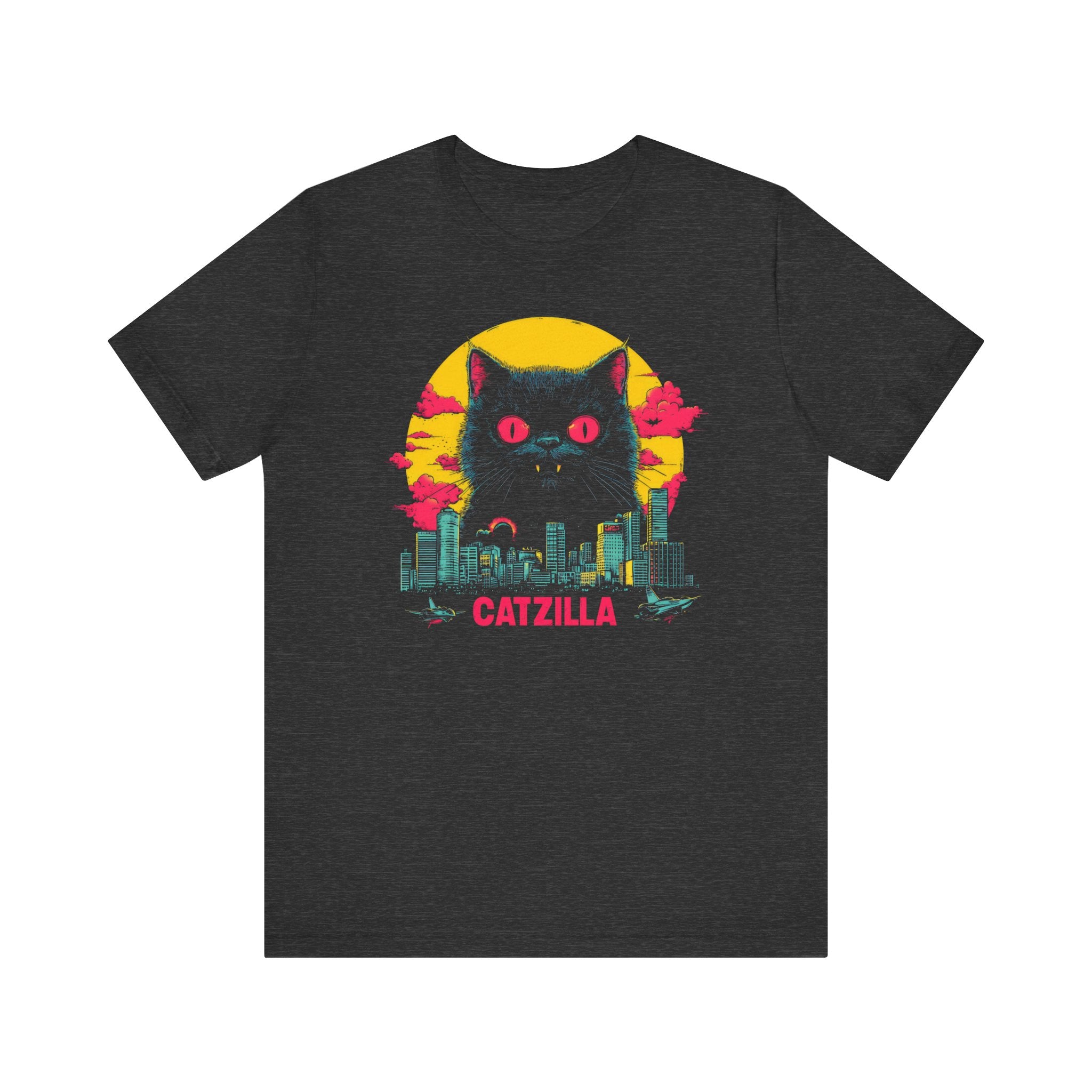 Catzilla Neon Night T-Shirt Retro Cat City Design