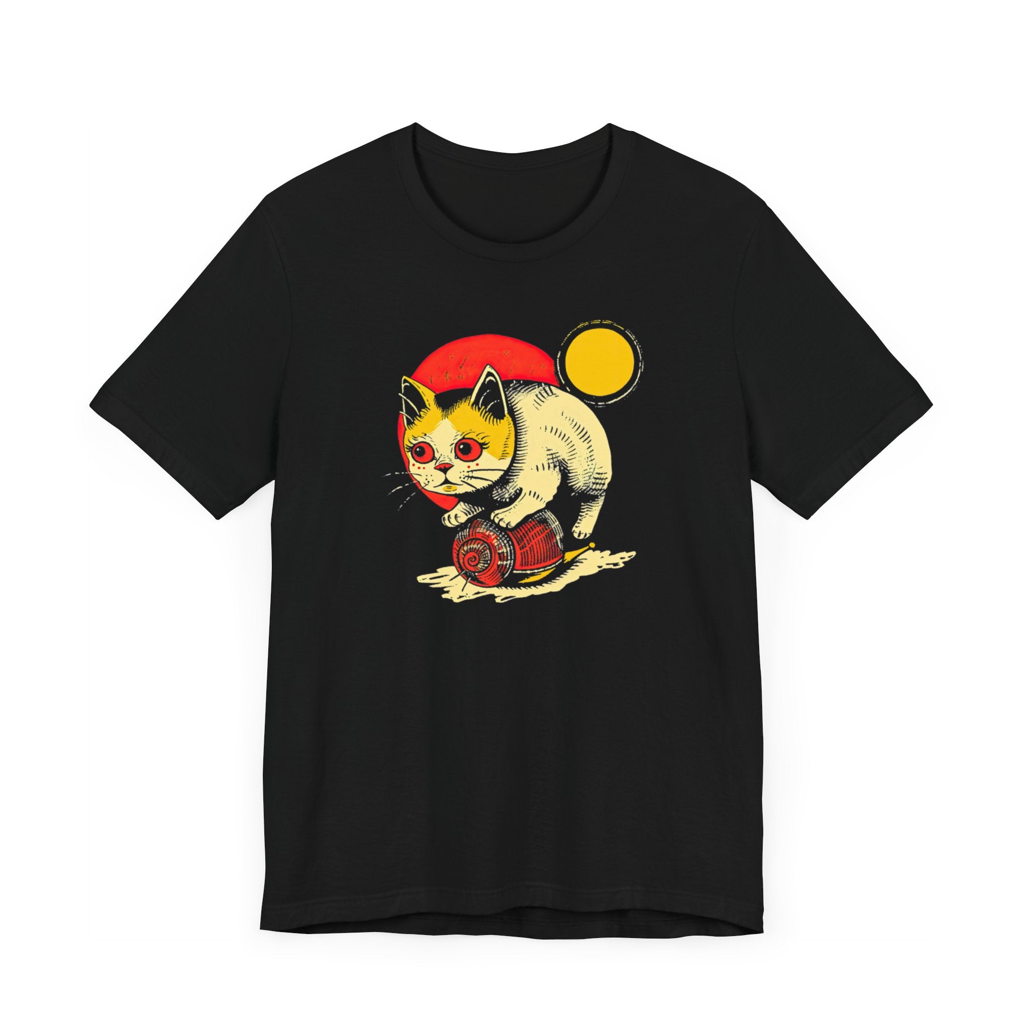 Cat Riding Snail T-Shirt - Retro Vintage Cat Lover Tee