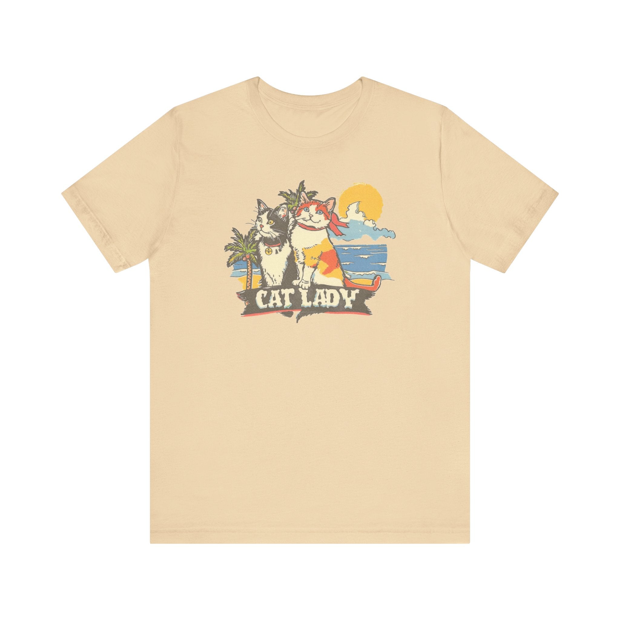 Cat Lady Beach T-Shirt - Fun Summer Feline Graphic Tee