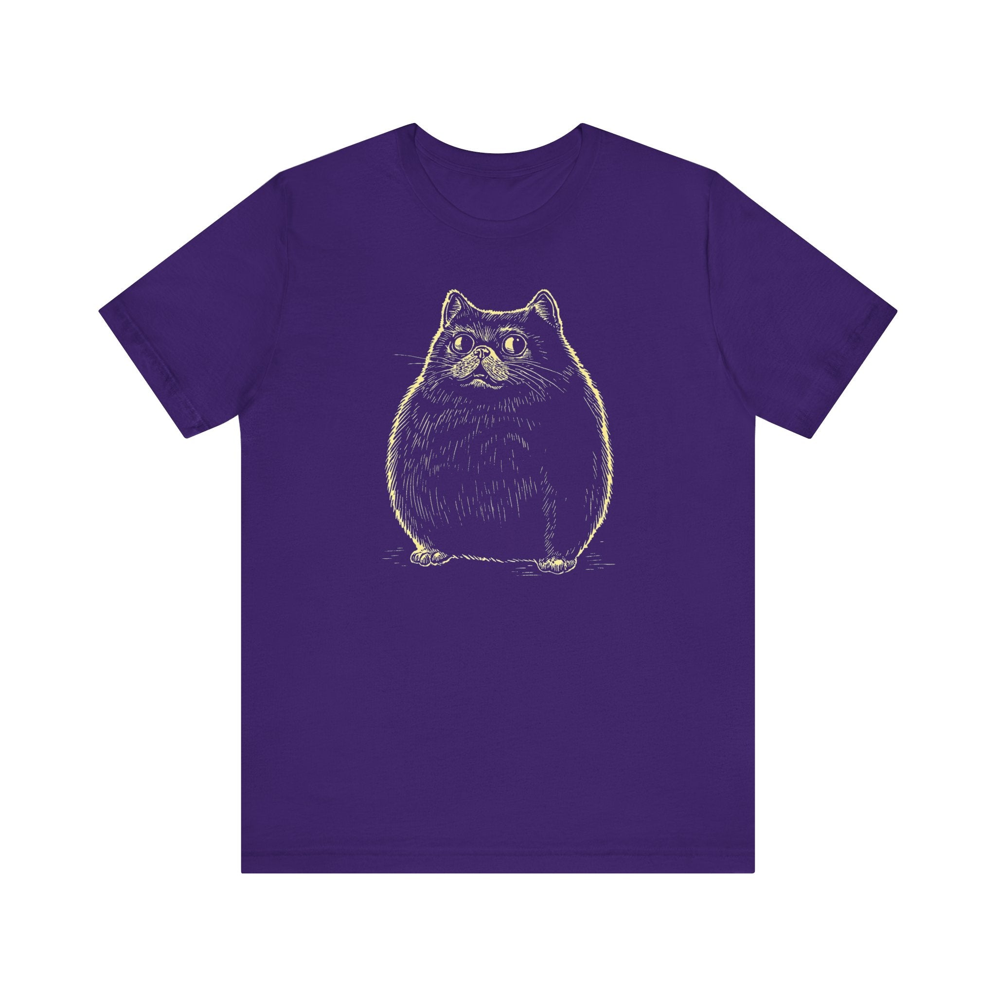 Chubby Black Cat Illustration T-Shirt