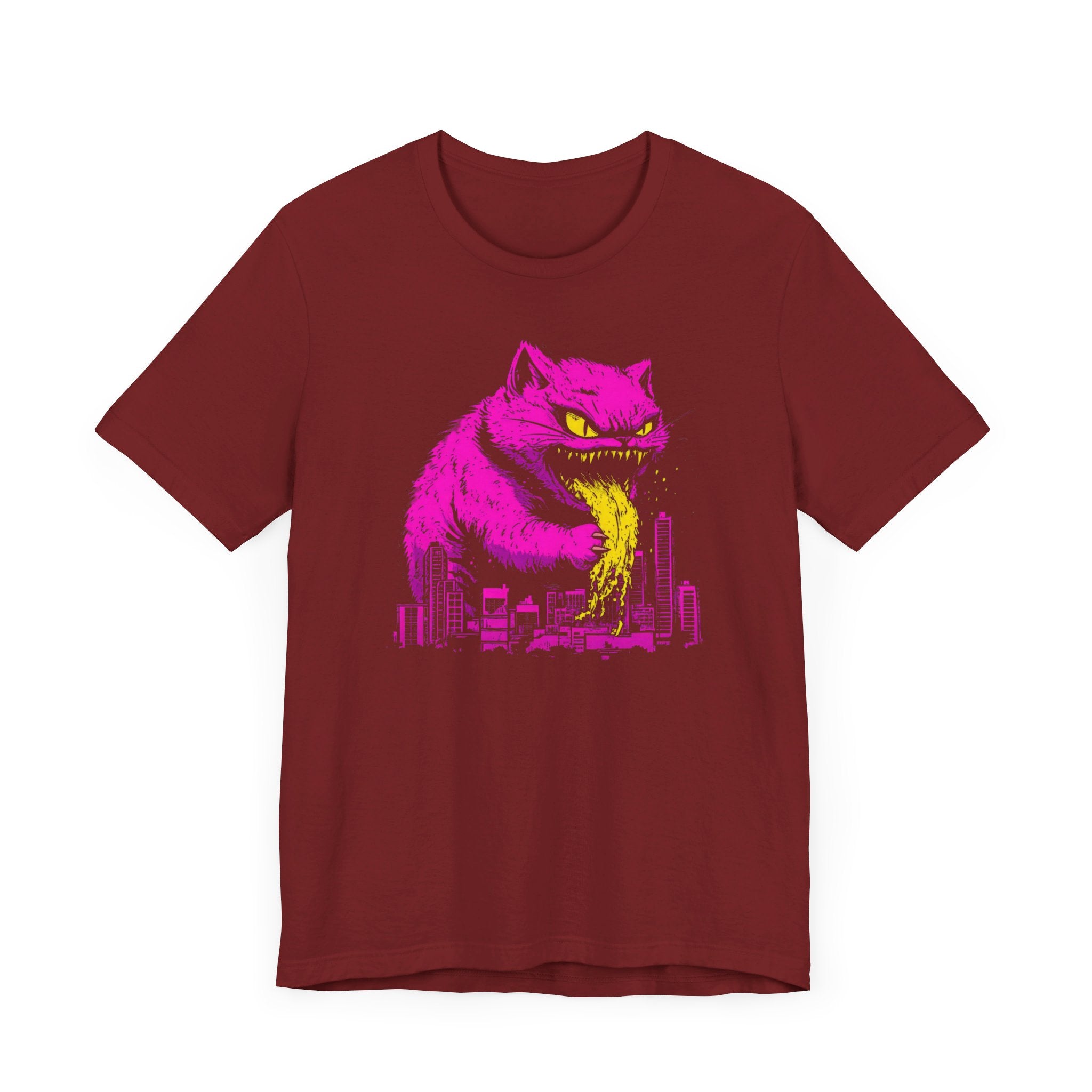 Catzilla Neon Fury T-Shirt Pink Monster Cat Design