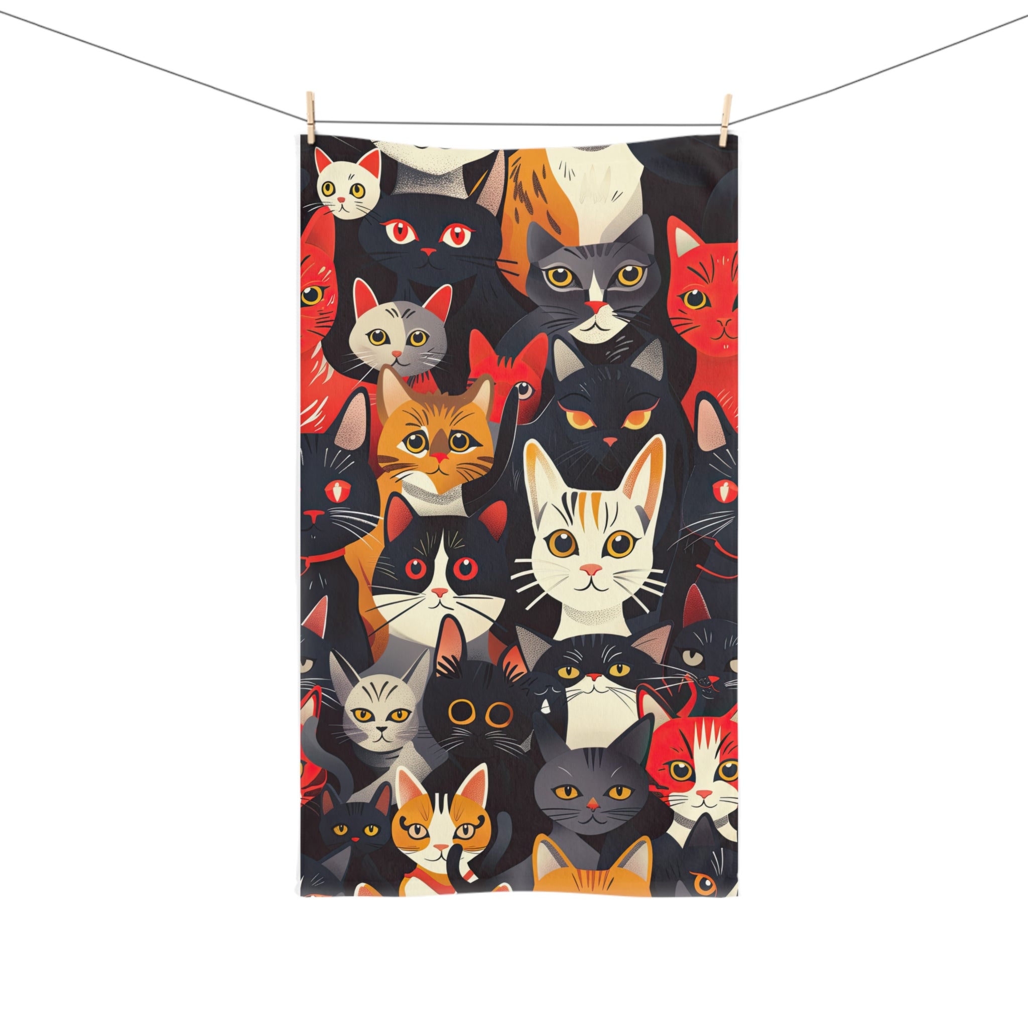 Colorful Cats Hand Towel