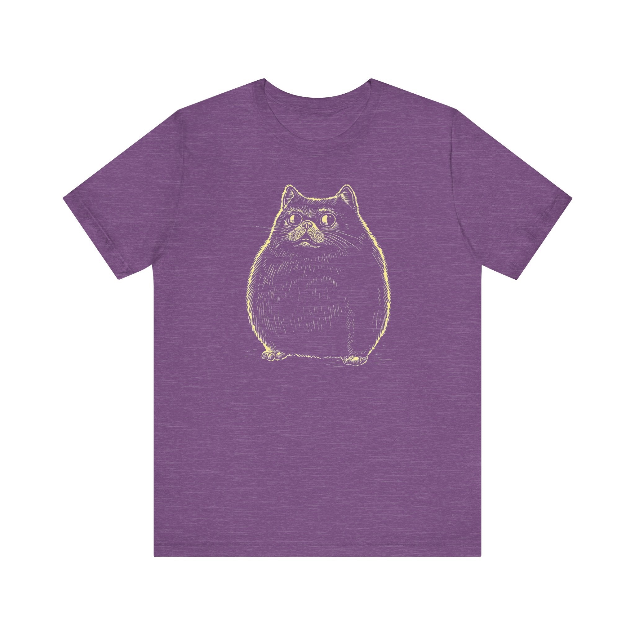 Chubby Black Cat Illustration T-Shirt