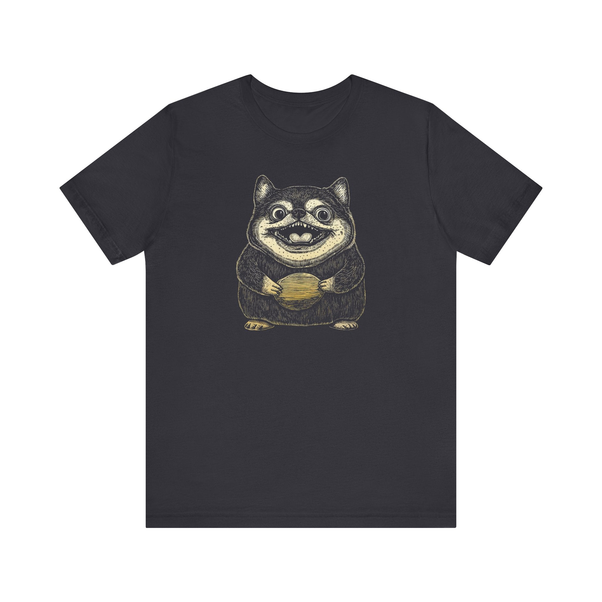 Cute Shiba Inu Holding a Plate Cartoon T-Shirt