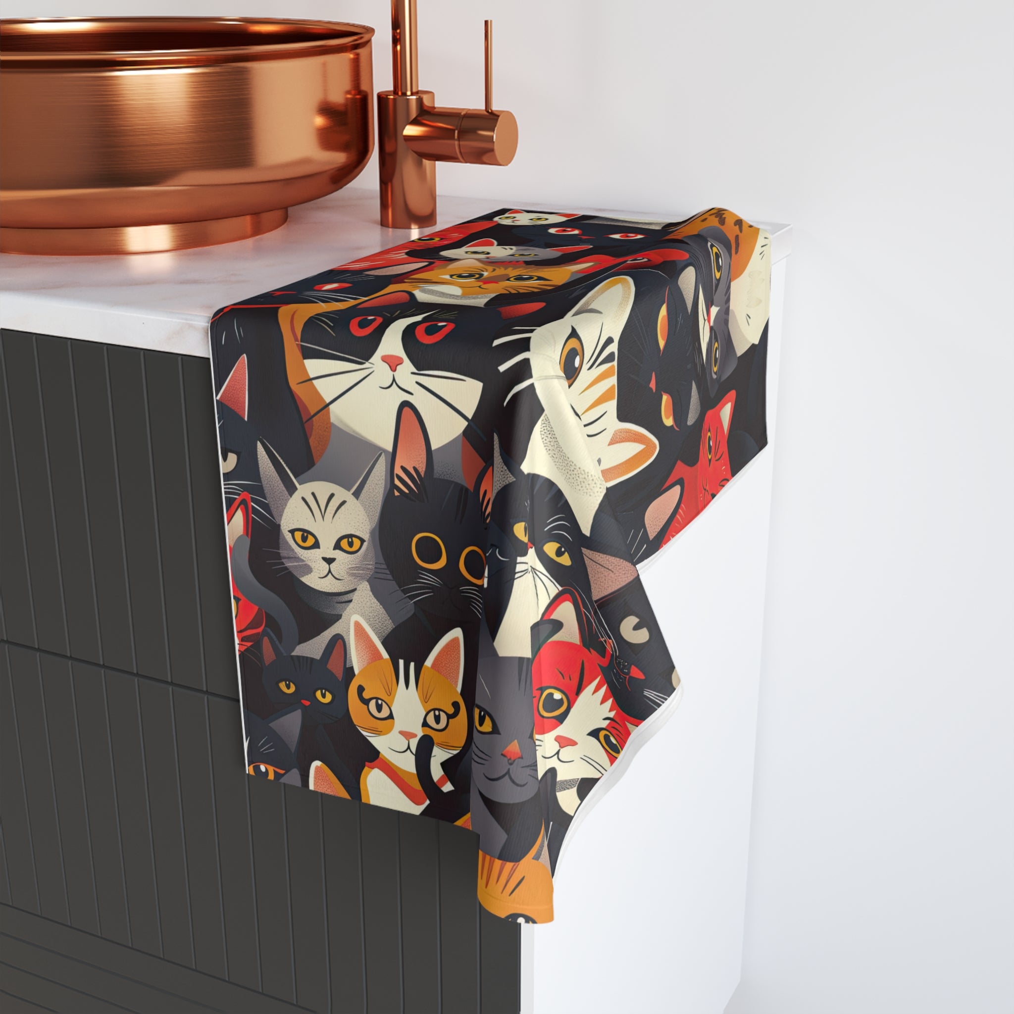 Colorful Cats Hand Towel