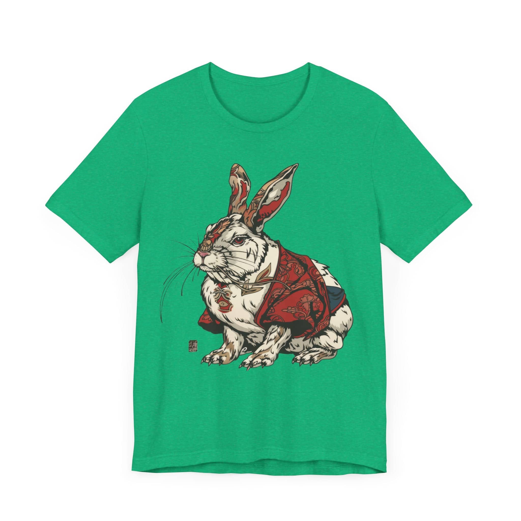 Intricate Samurai Rabbit T-Shirt, Japanese Warrior Bunny Design, Artistic Animal Graphic Tee, Traditional Japan Inspired Rabbit Art Tee