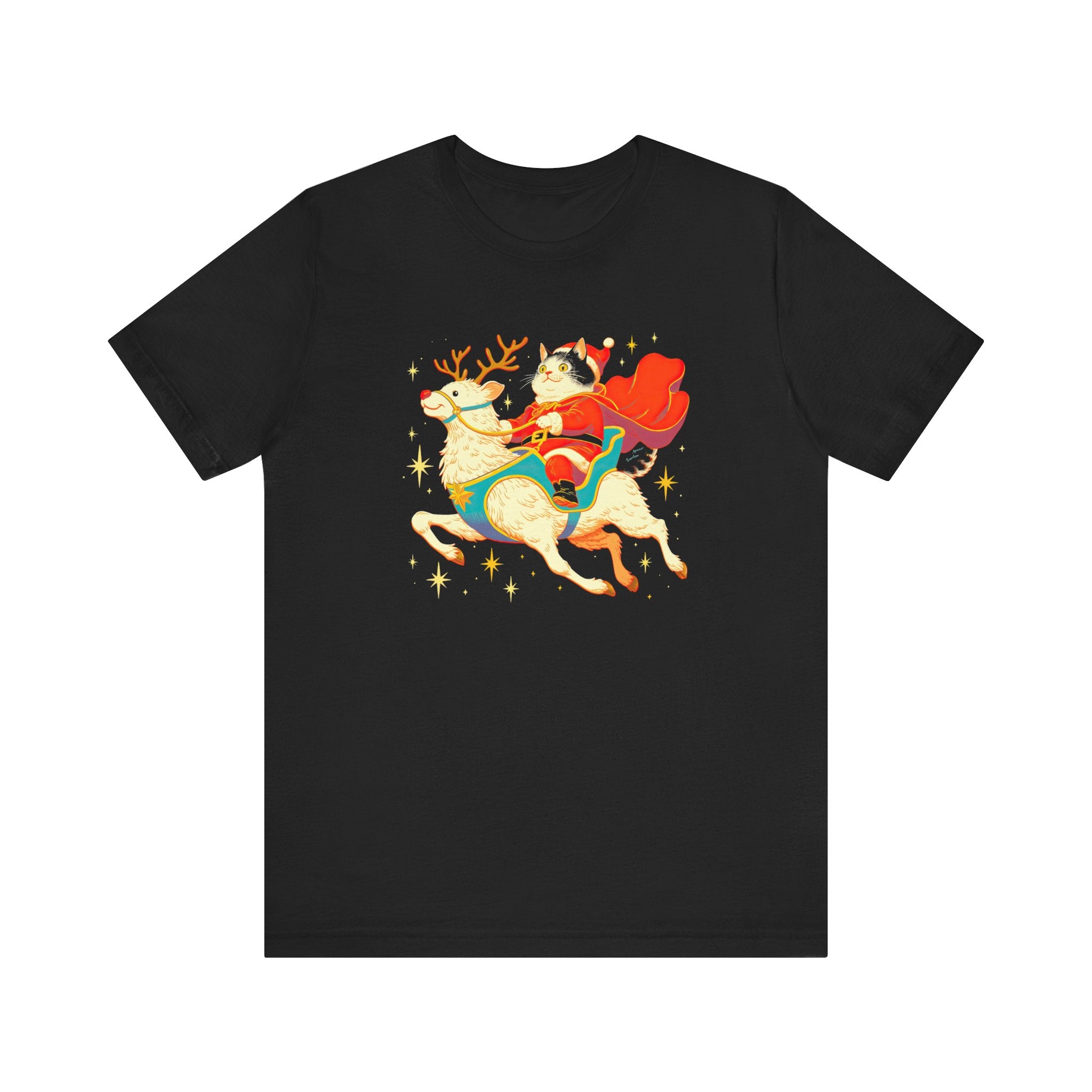 Festive Cat and Reindeer T-Shirt