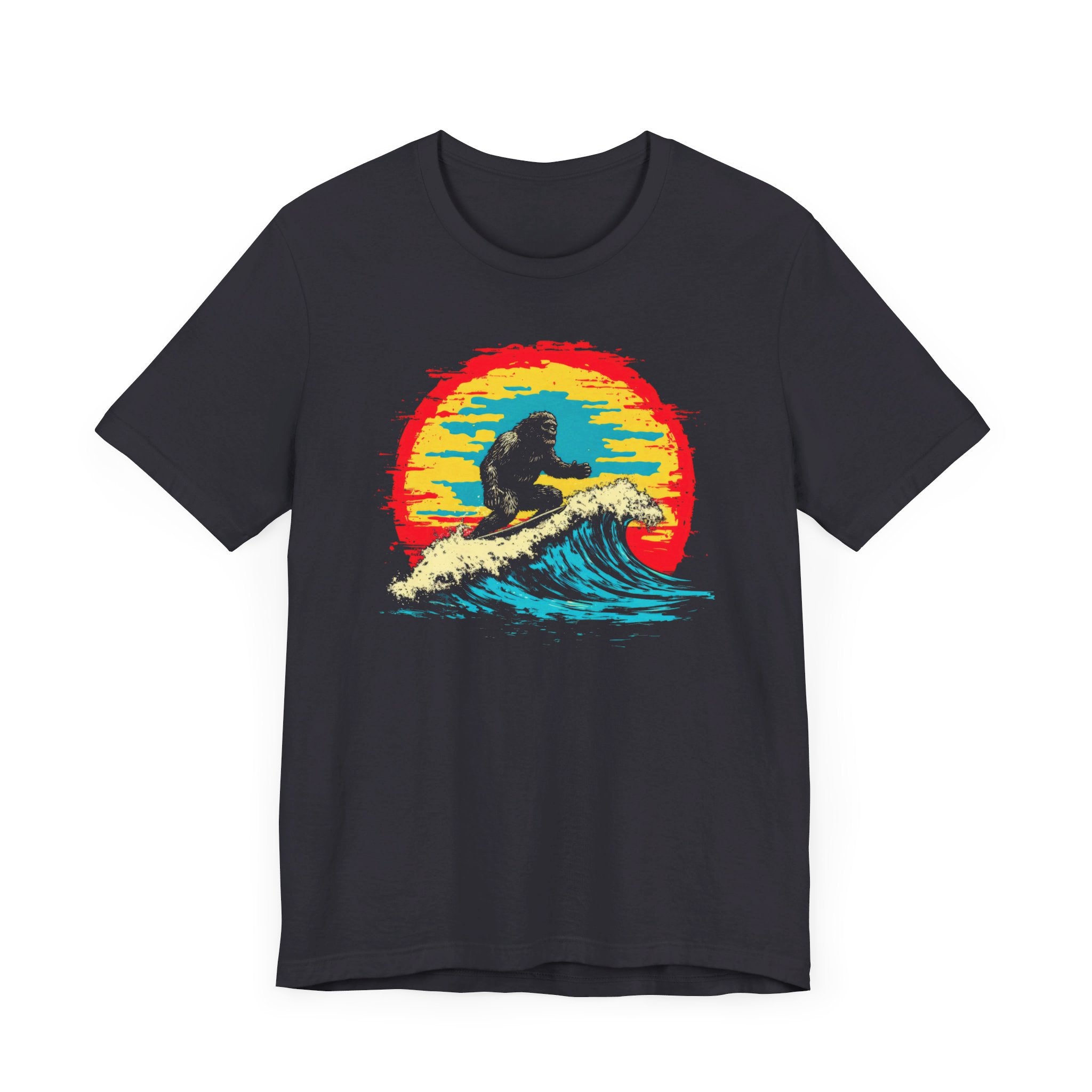 Bigfoot Surfing Sunset T-Shirt - Ride the Waves in Style