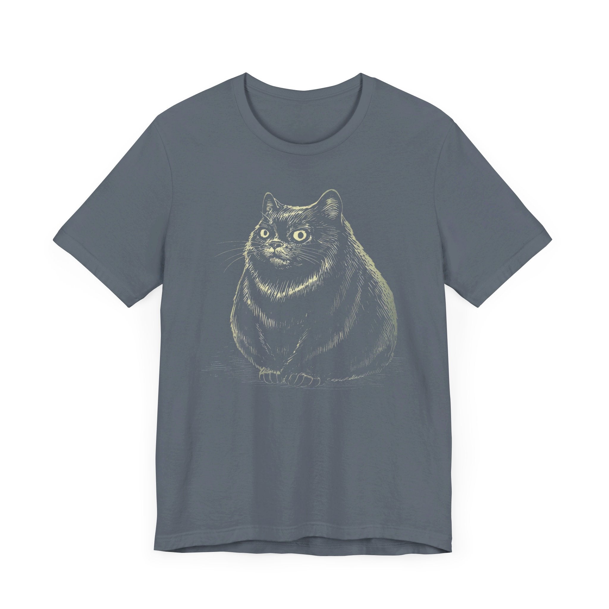 Curious Chonky Cat T-Shirt Cute and Quirky Design