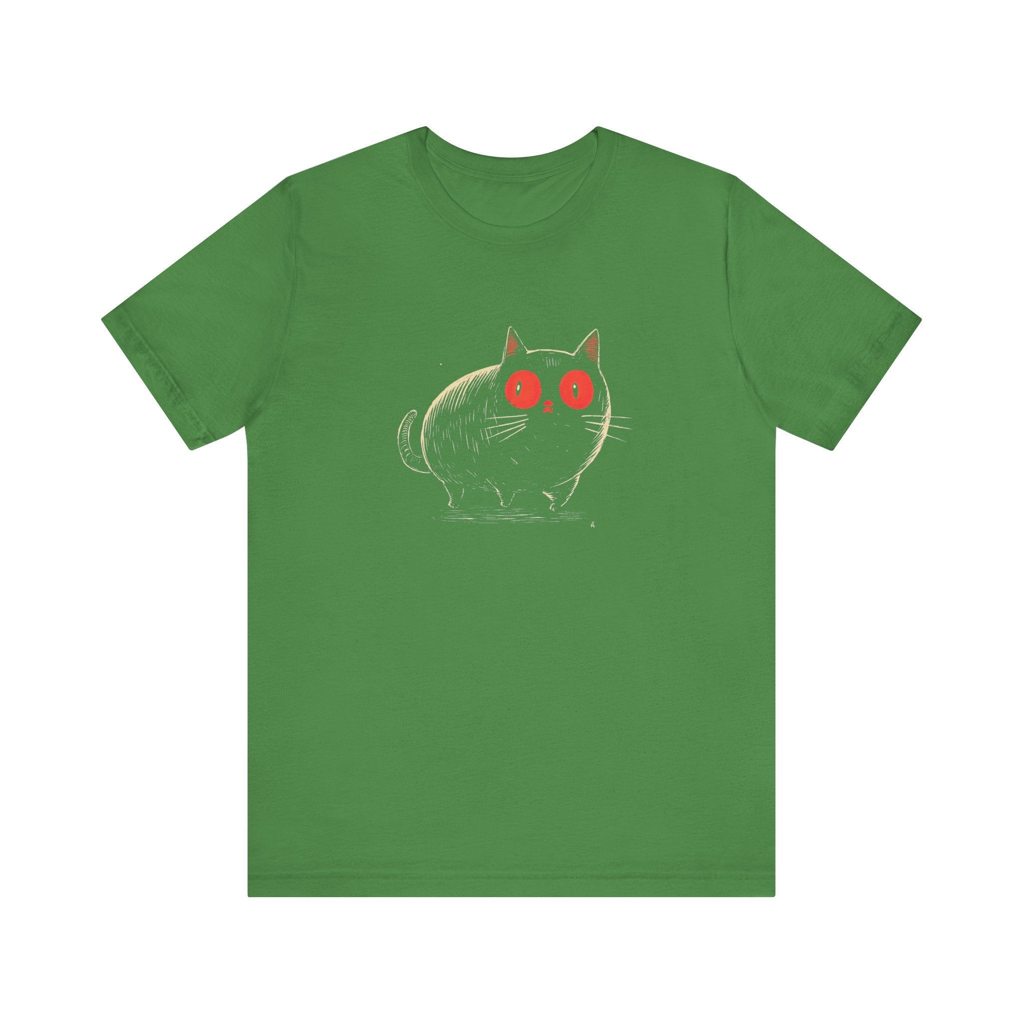 Adorable Black Cat T-Shirt – Red-Eyed Cartoon Feline Tee