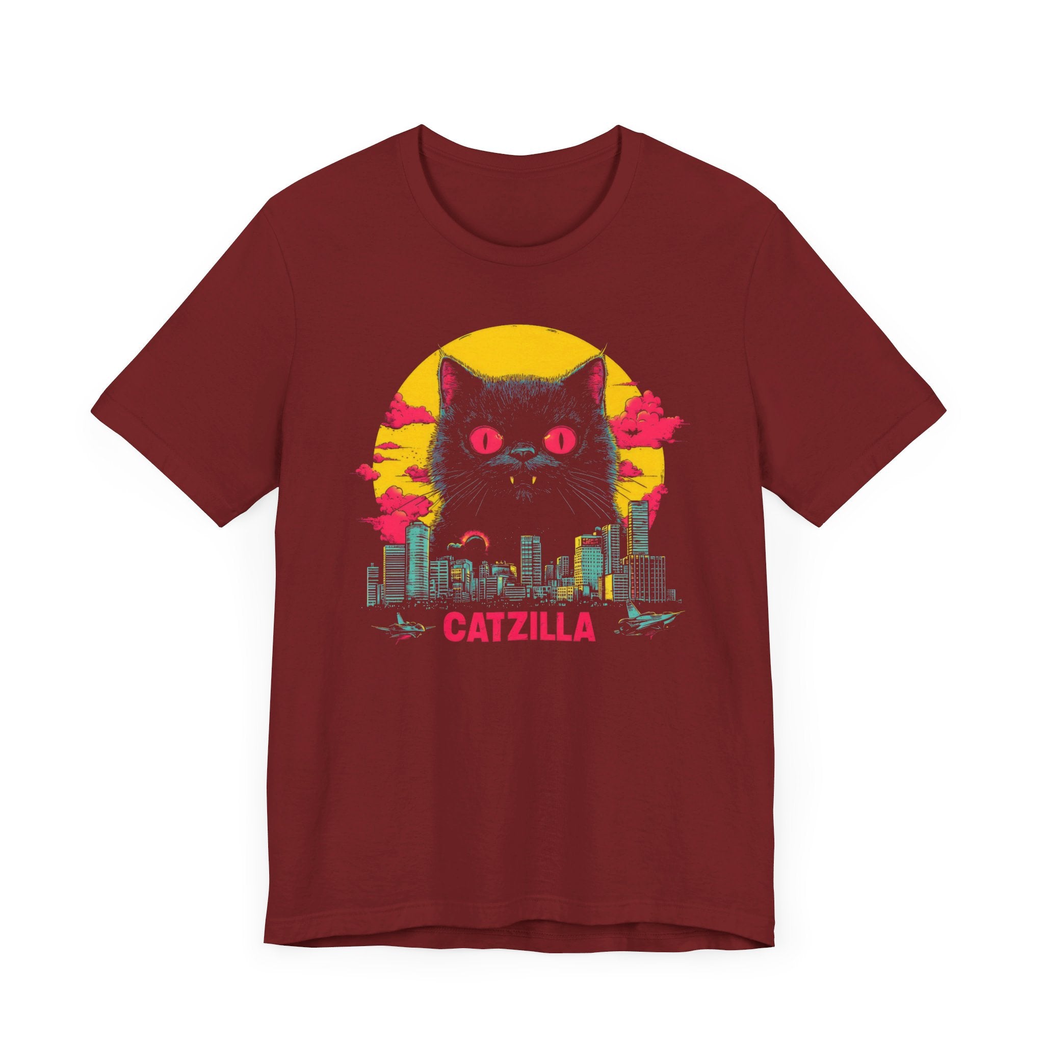 Catzilla Neon Night T-Shirt Retro Cat City Design