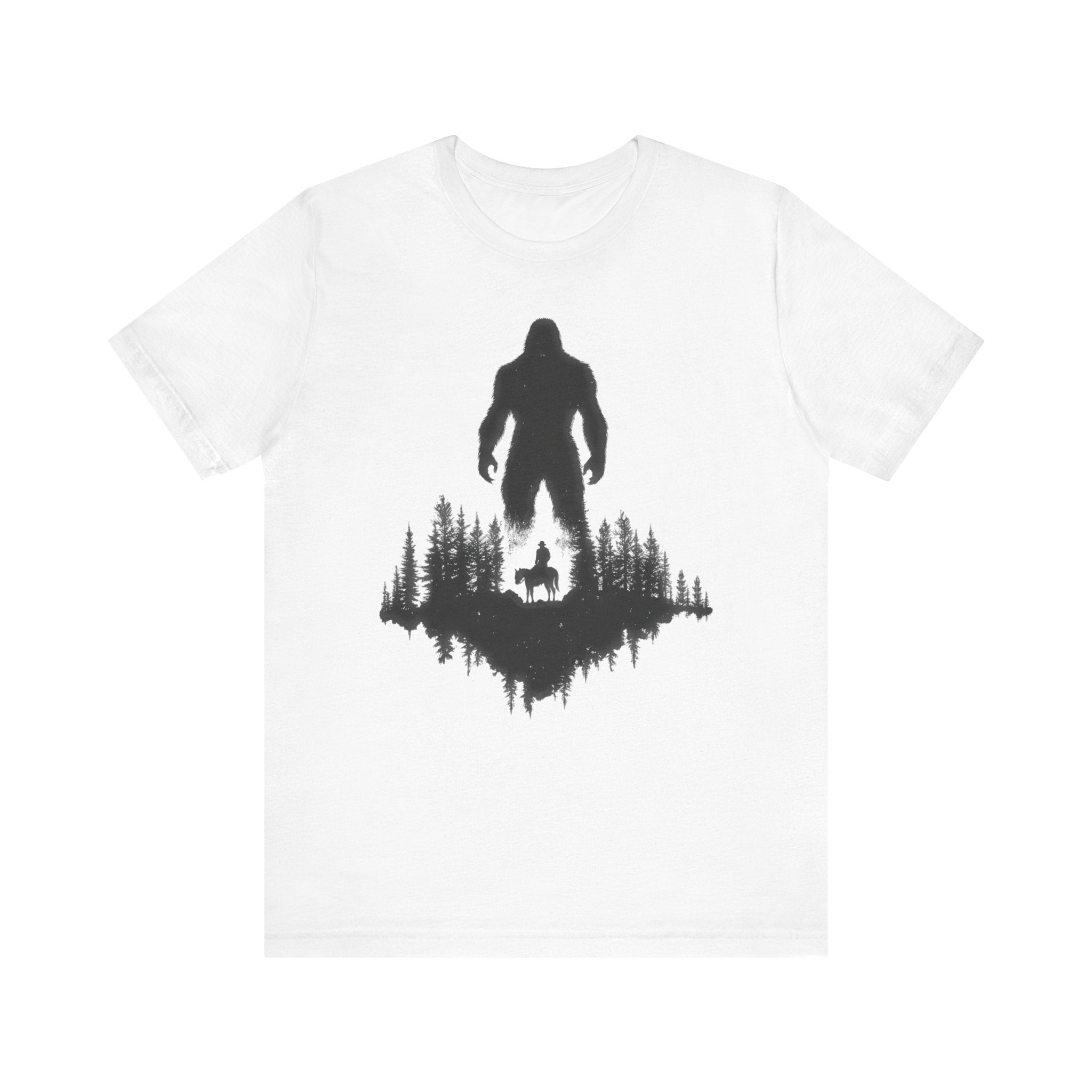 Bigfoot Silhouette Forest T-Shirt Mysterious Adventure Design