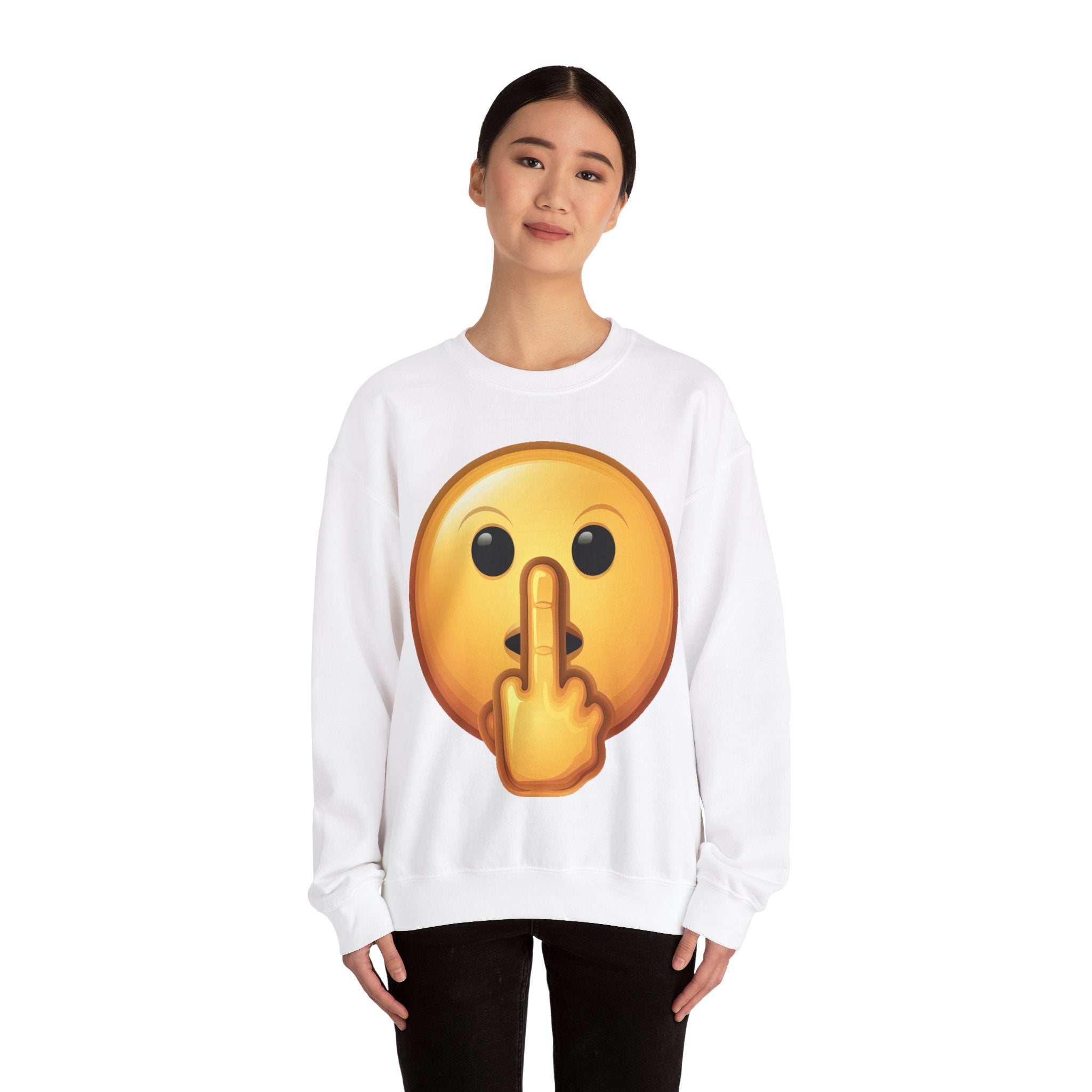 Middle Finger FU Shh Silent Protest Emoji Unisex Heavy Blend™ Crewneck Sweatshirt