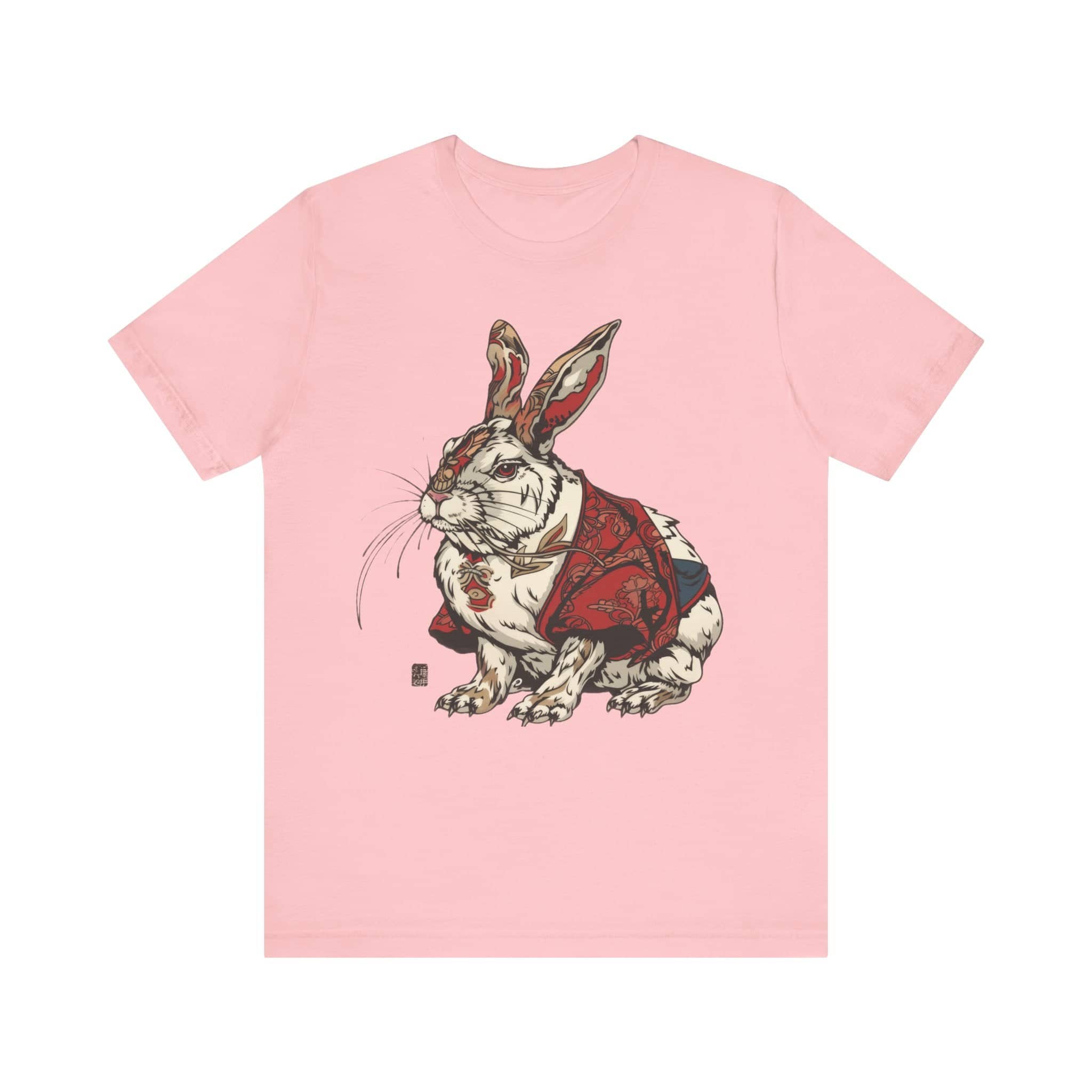 Intricate Samurai Rabbit T-Shirt, Japanese Warrior Bunny Design, Artistic Animal Graphic Tee, Traditional Japan Inspired Rabbit Art Tee