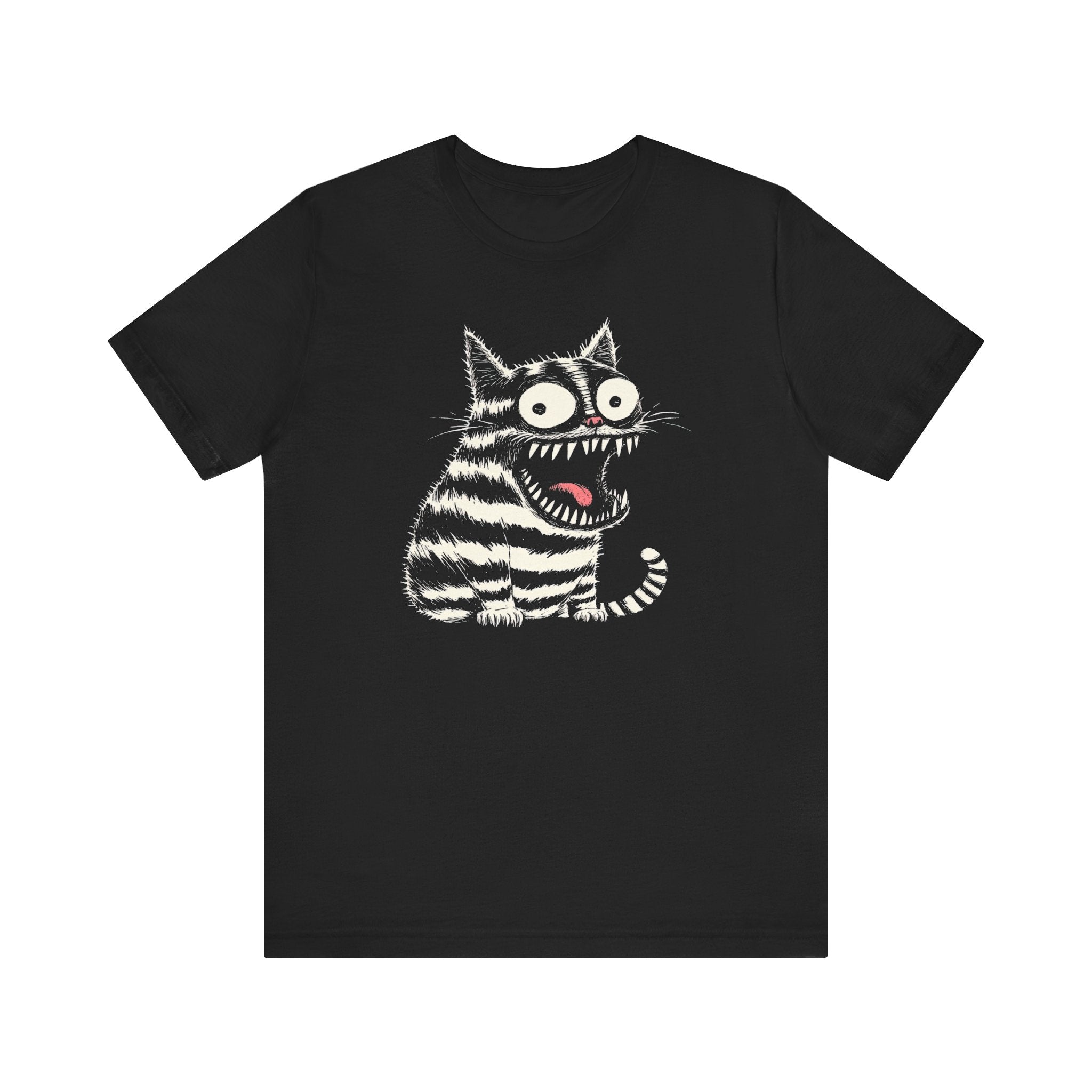 Quirky Striped Cat Graphic Tee