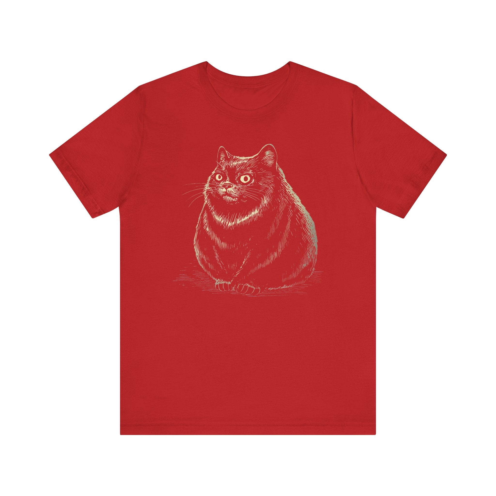 Curious Chonky Cat T-Shirt Cute and Quirky Design