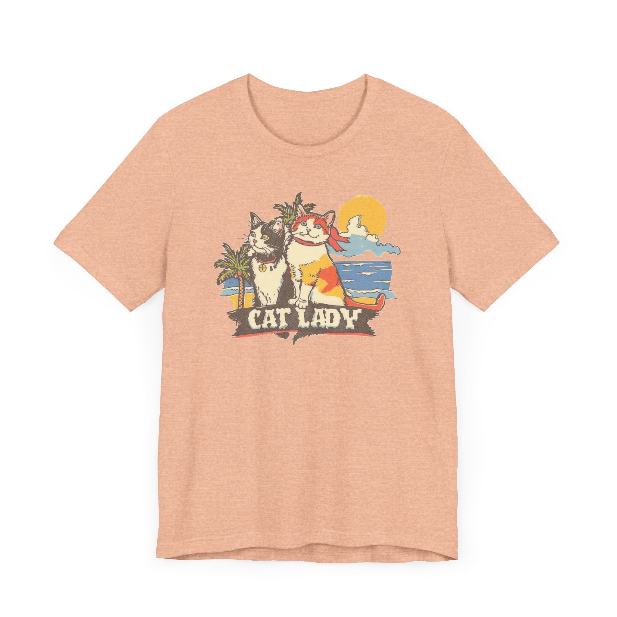 Cat Lady Beach T-Shirt - Fun Summer Feline Graphic Tee