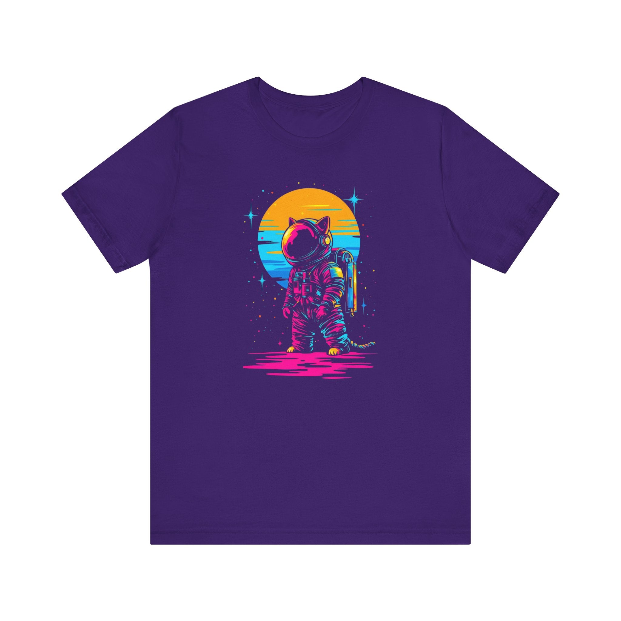 Neon Sunset Astronaut Cat T-Shirt