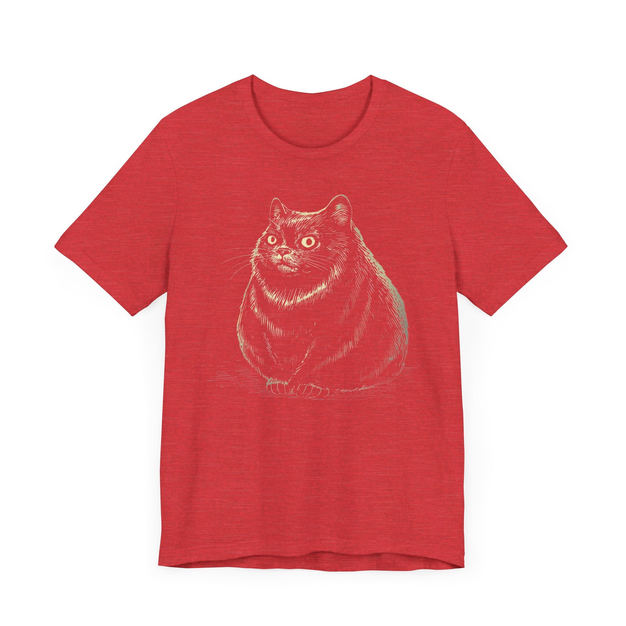 Curious Chonky Cat T-Shirt Cute and Quirky Design