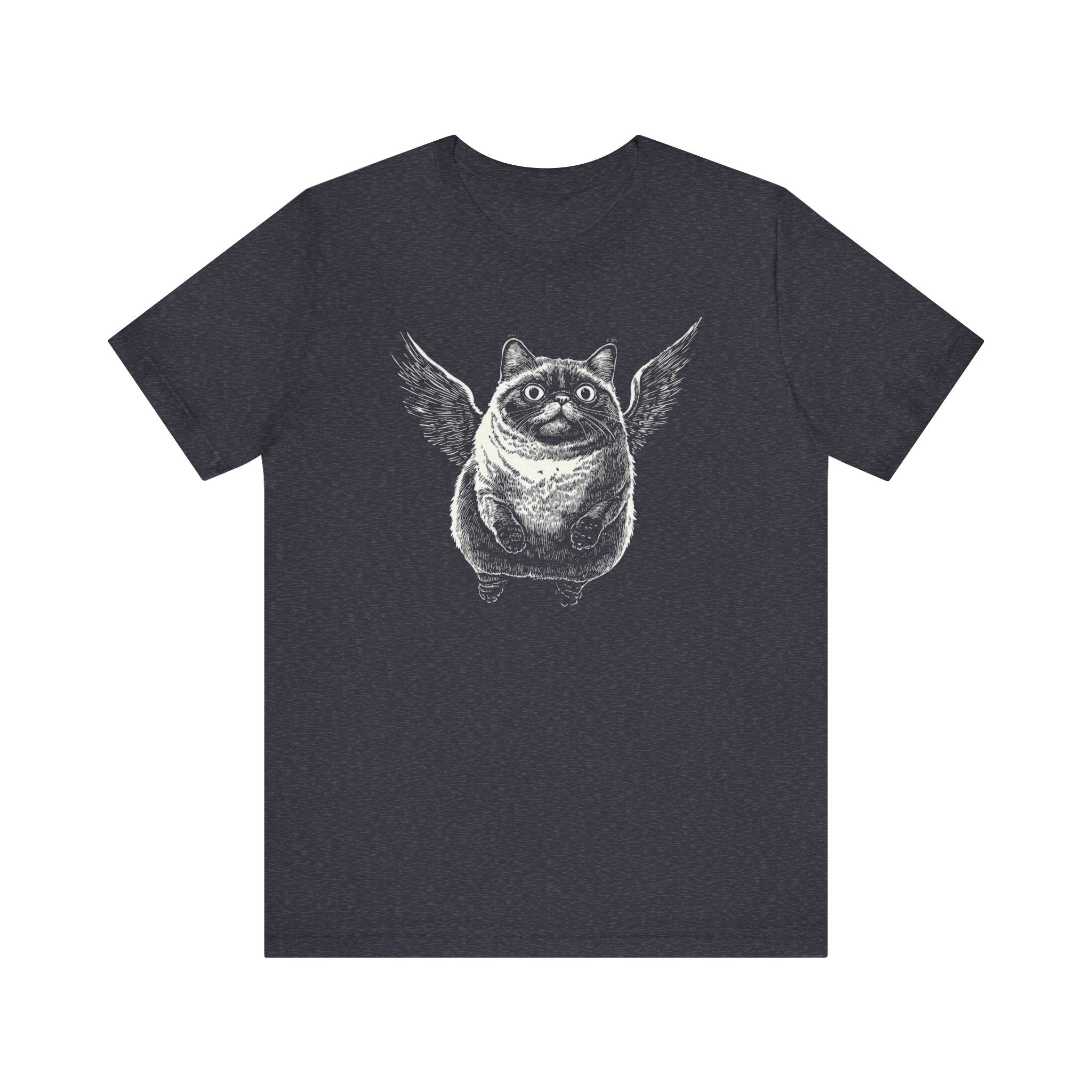 Chubby Flying Cat with Wings Graphic T-Shirt