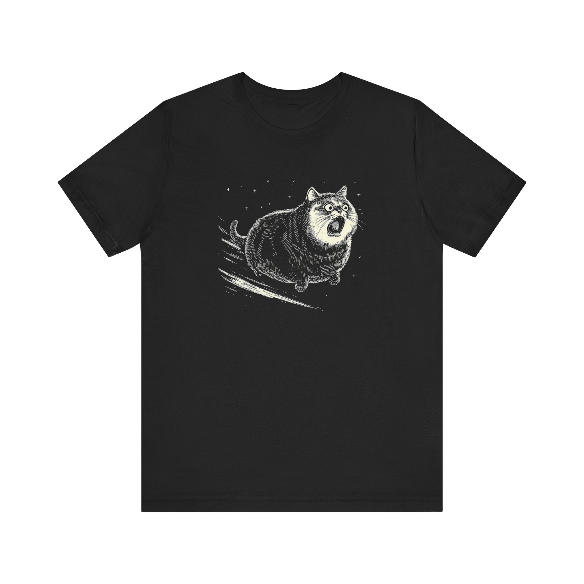 Flying Cat Adventure T-Shirt – Quirky Space Cat Design