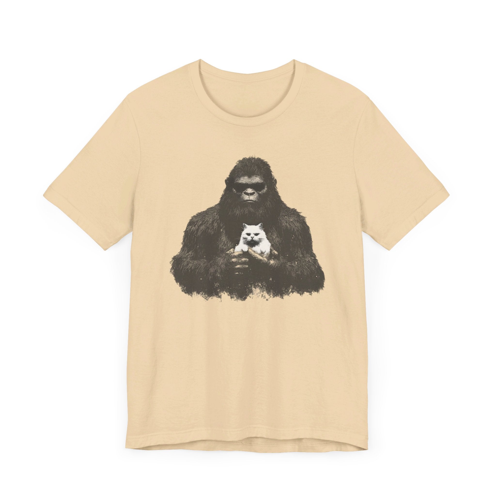 Bigfoot with Cat T-Shirt Funny Parody Design