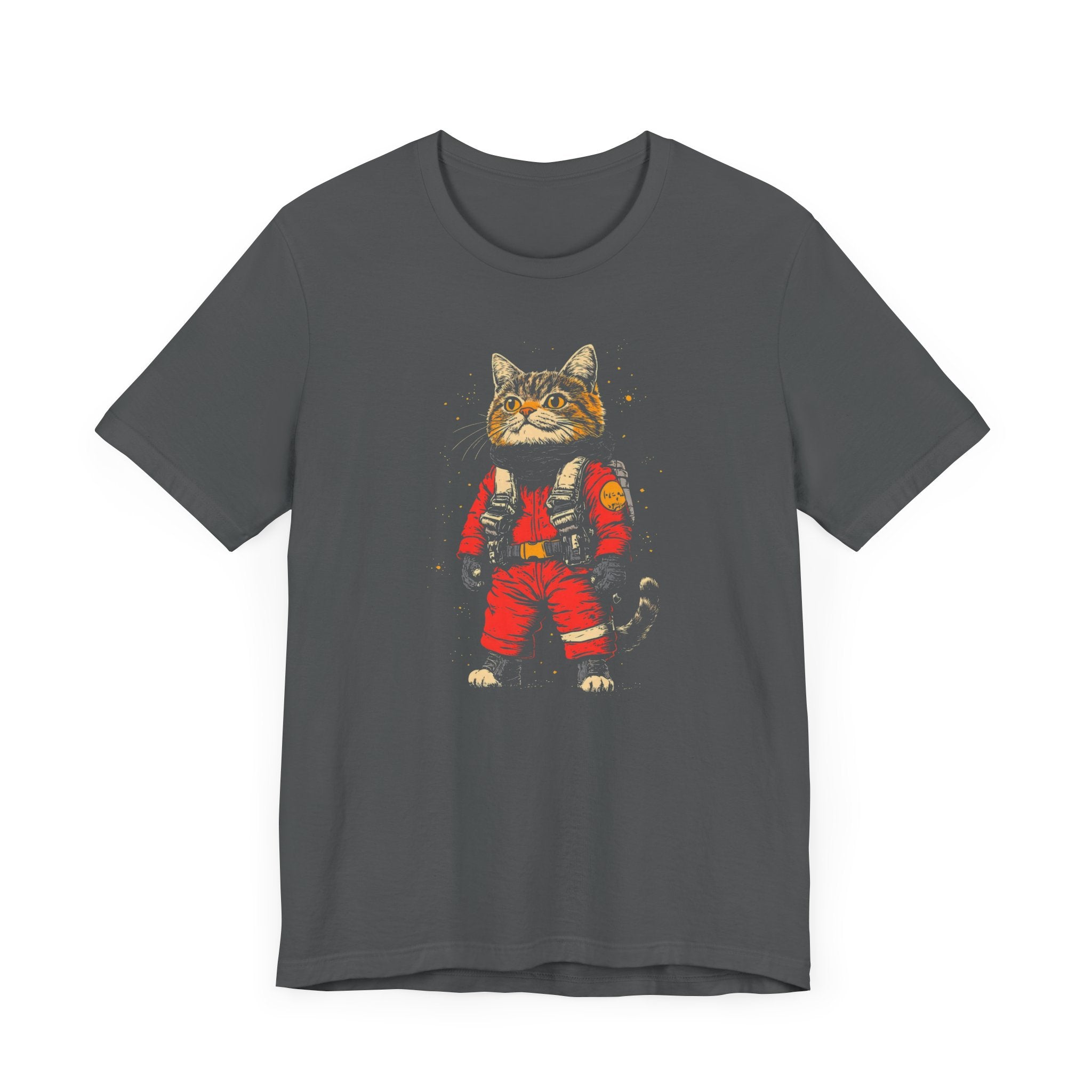 Astronaut Cat in Red Spacesuit Graphic Tee