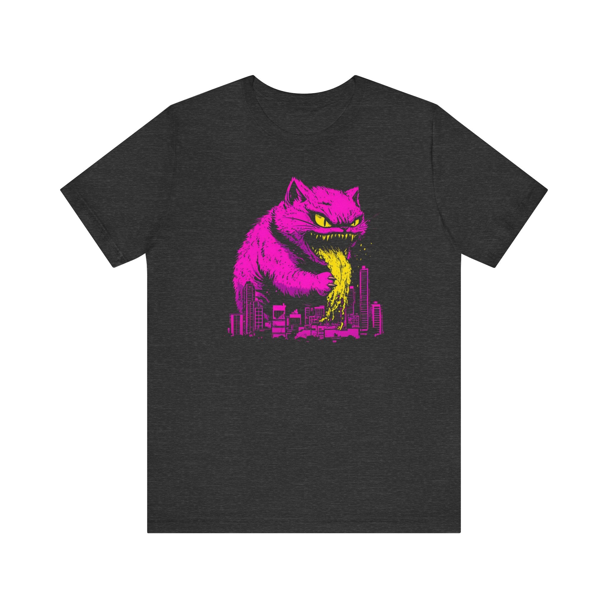 Catzilla Neon Fury T-Shirt Pink Monster Cat Design