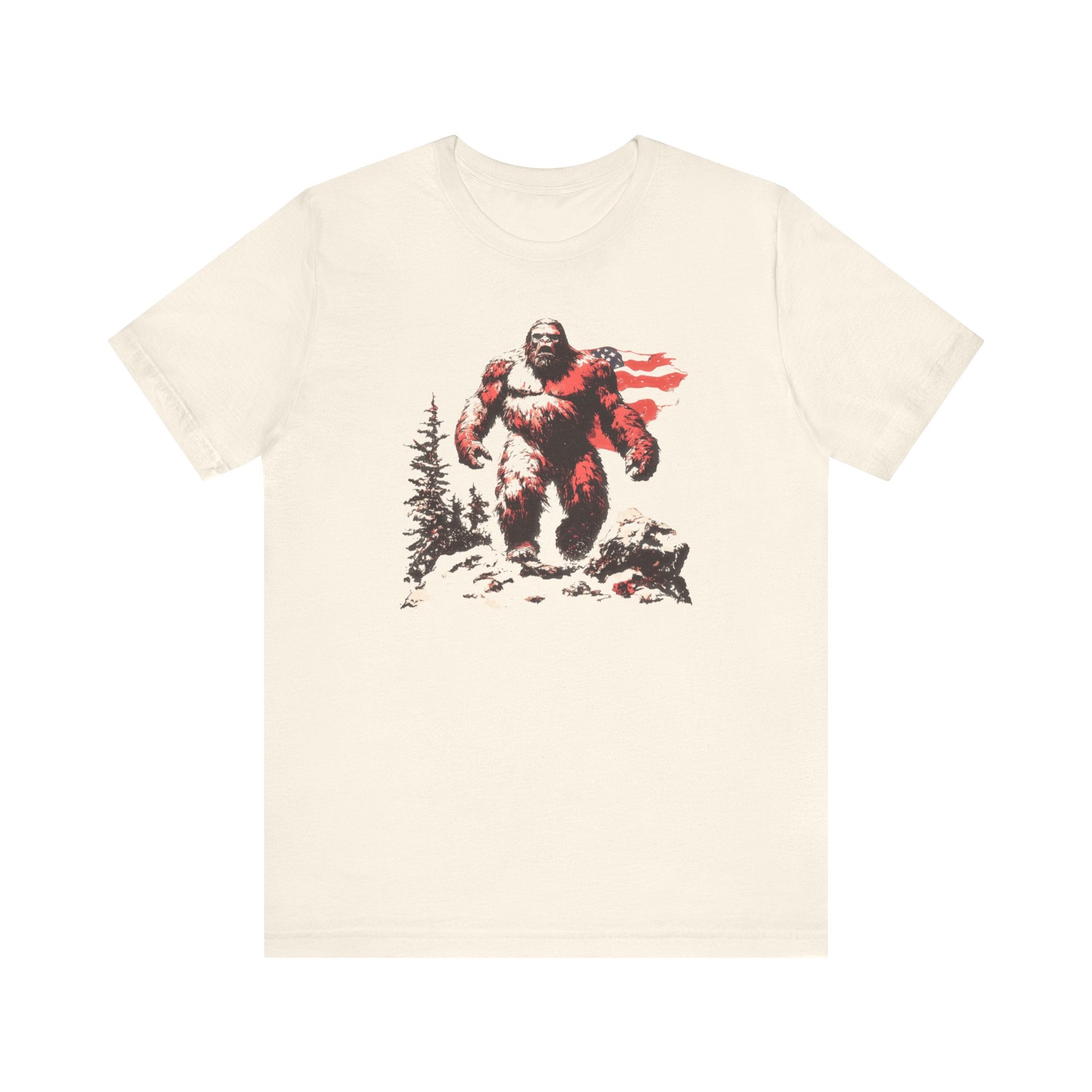 Patriotic Bigfoot T-Shirt American Flag Design