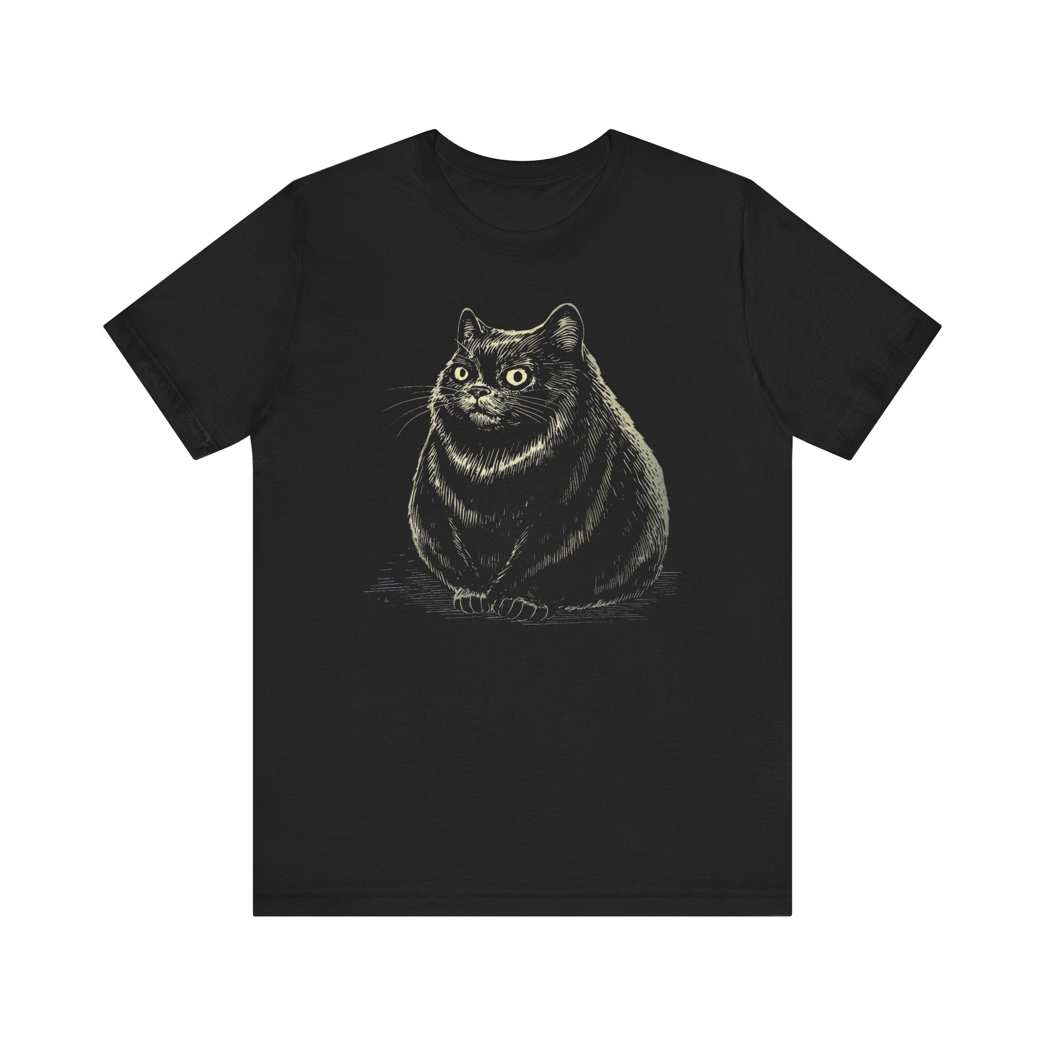 Curious Chonky Cat T-Shirt Cute and Quirky Design