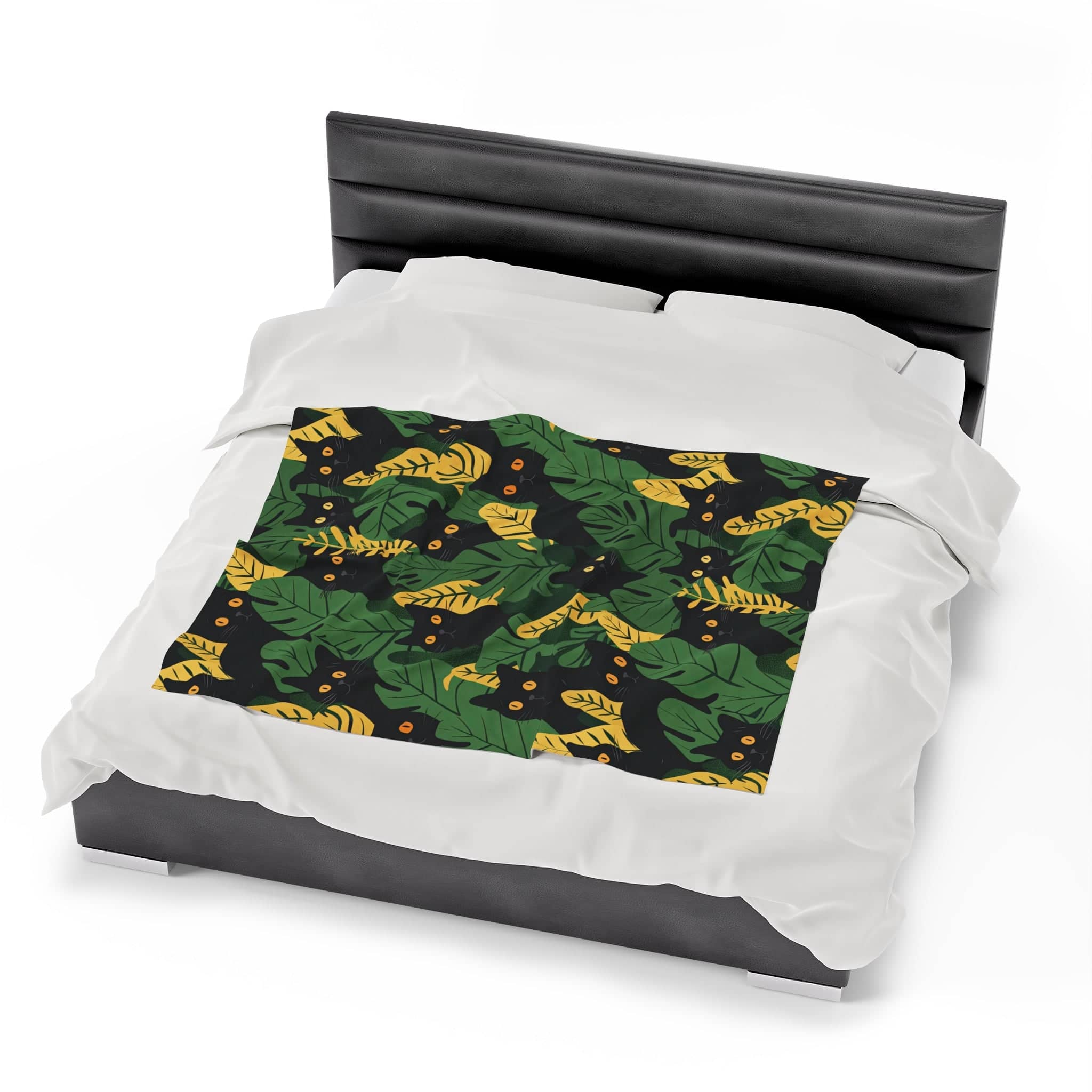 Black Cat Jungle Print Blanket