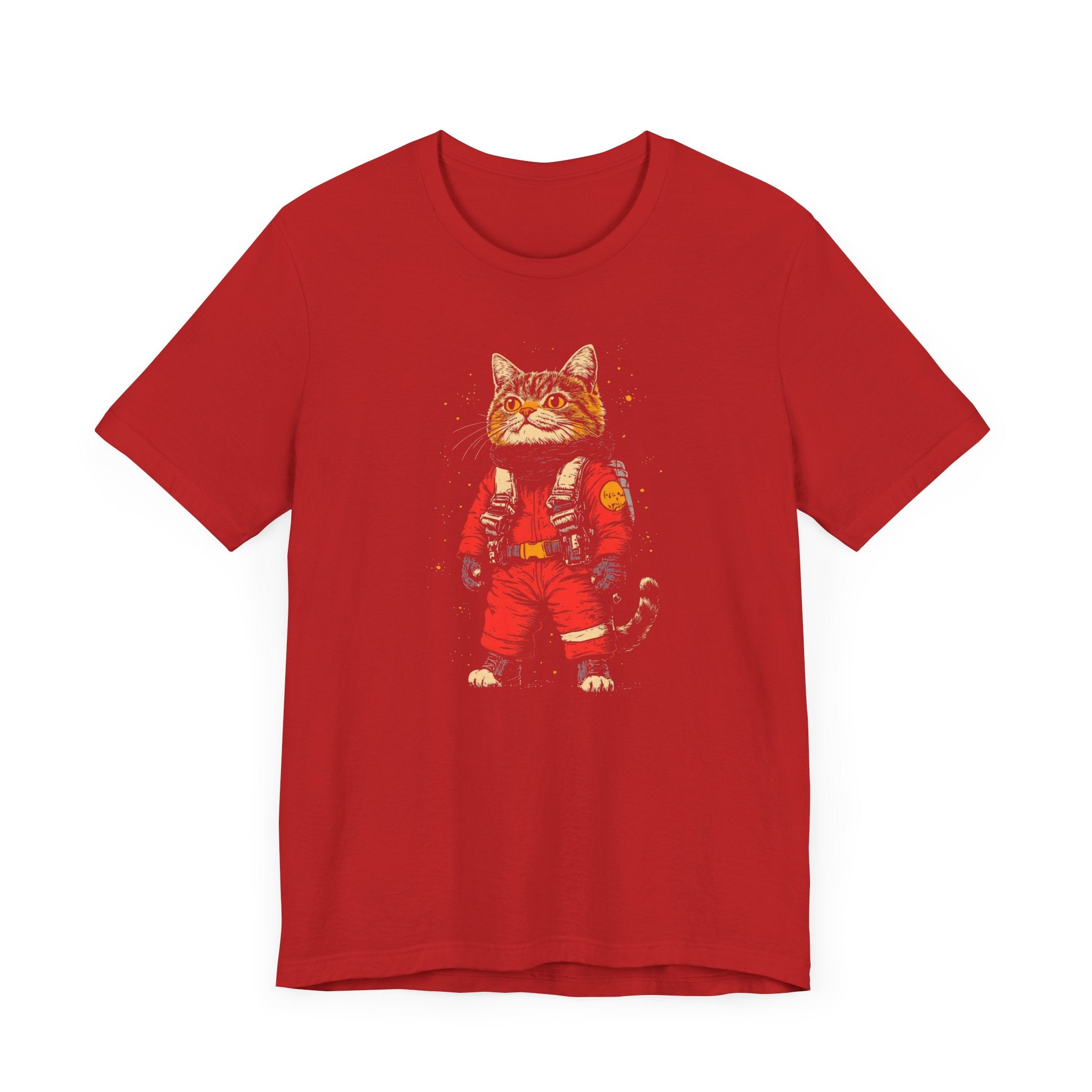 Astronaut Cat in Red Spacesuit Graphic Tee