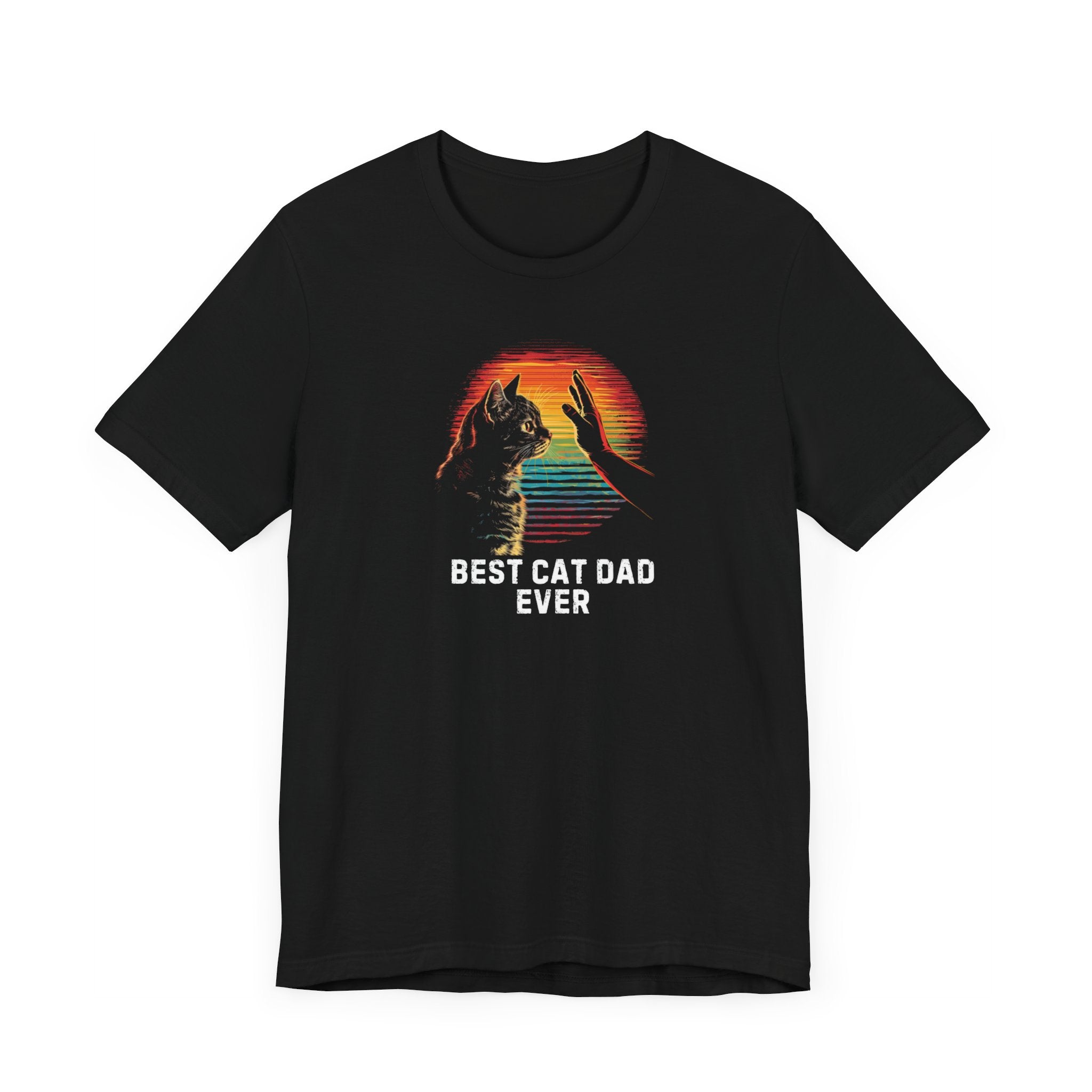 Best Cat Dad Ever Retro Sunset No High Five for You Shirt Funny Cat Lover Tee