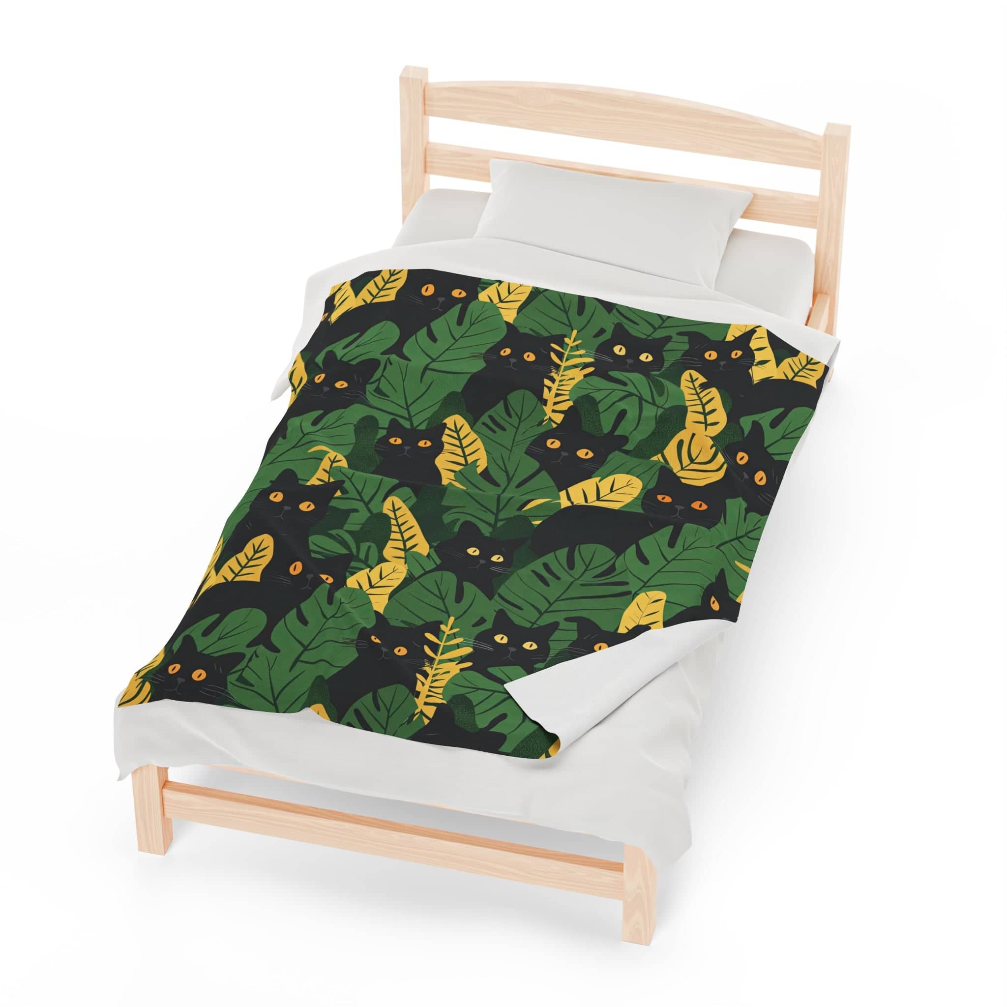 Black Cat Jungle Print Blanket