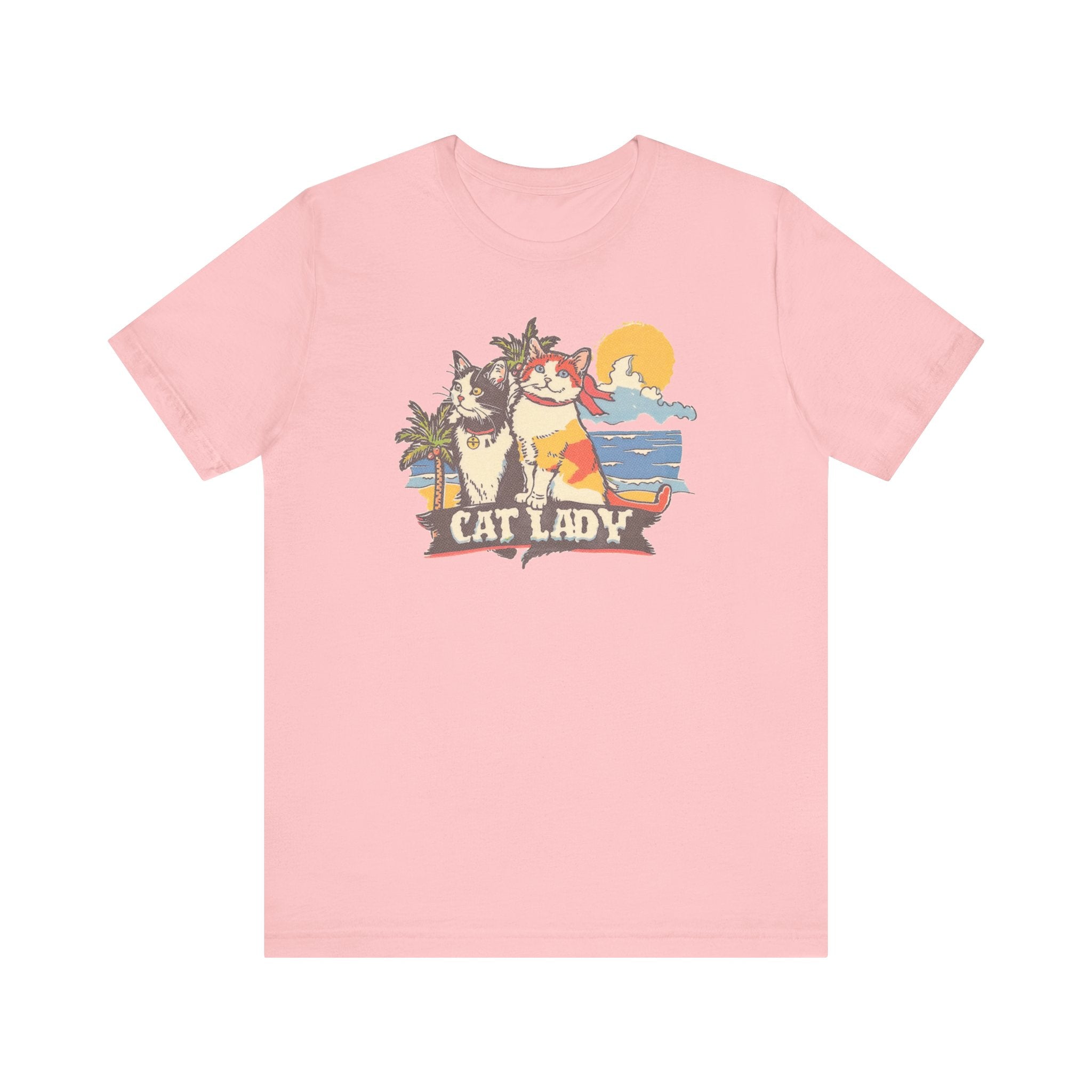 Cat Lady Beach T-Shirt - Fun Summer Feline Graphic Tee