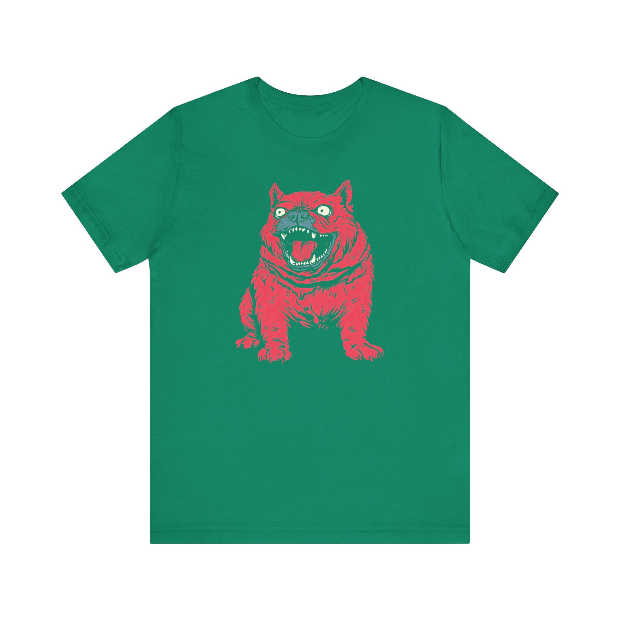 Red Monster Bulldog T-Shirt - Bold and Quirky Design