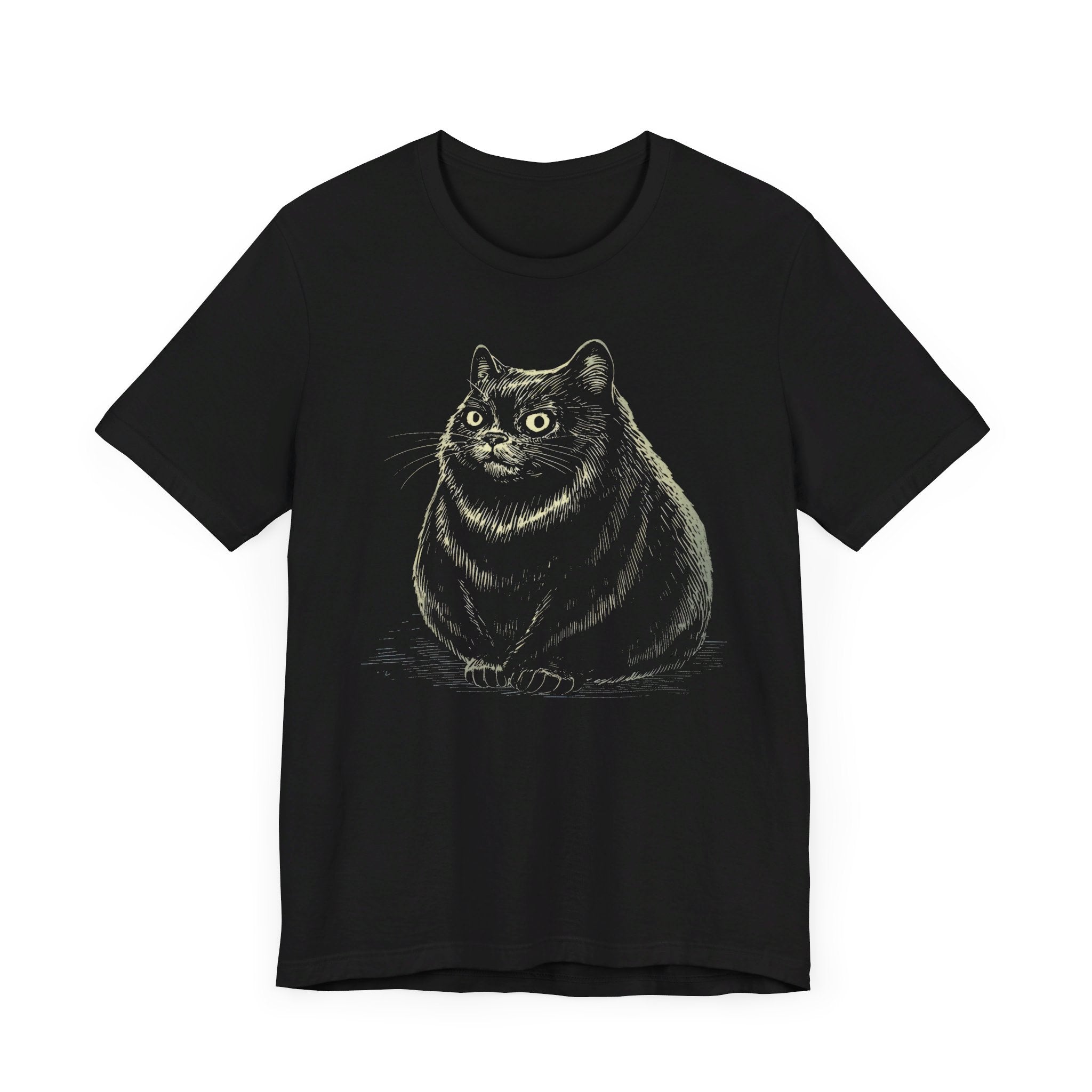 Curious Chonky Cat T-Shirt Cute and Quirky Design